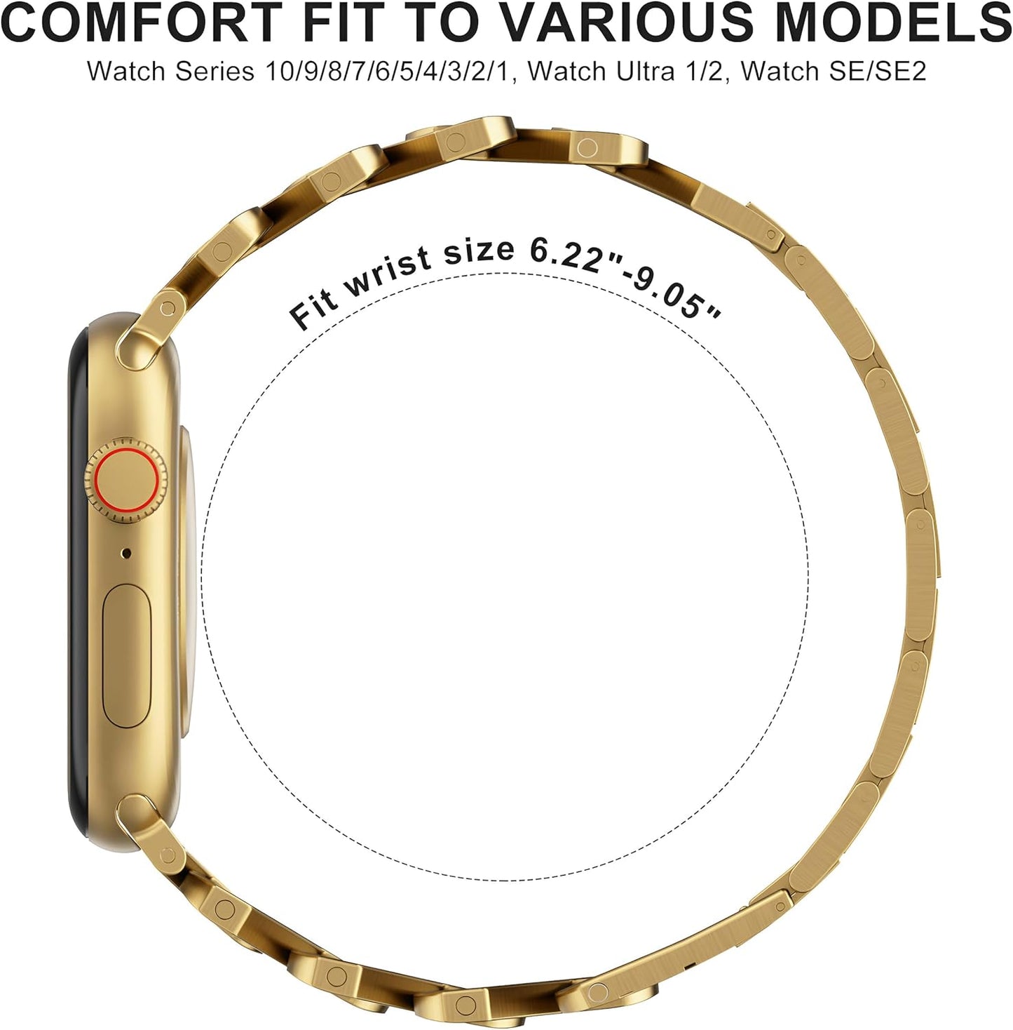 Classic Metal Band Compatible with Apple Watch Bands 38Mm 40Mm 41Mm 42Mm 44Mm 45Mm 46Mm 49Mm Men & Women Iwatch Strap Bracelet for Apple Watch Series 10 9 8 7 6 5 4 3 2 1 Ultra 2 SE Ultra