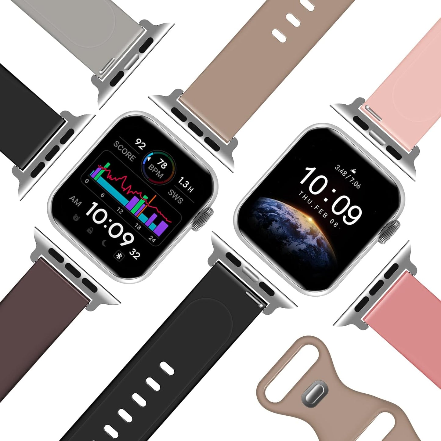 Sport Silicone Band Compatible with Apple Watch Bands for Women Men 38Mm 40Mm 41Mm 42Mm 44Mm 45Mm 49Mm, Soft Wristband Waterproof Replacement Strap for Iwatch Bands Series 9 Ultra 8 7 6 5 4 3 2 1 SE