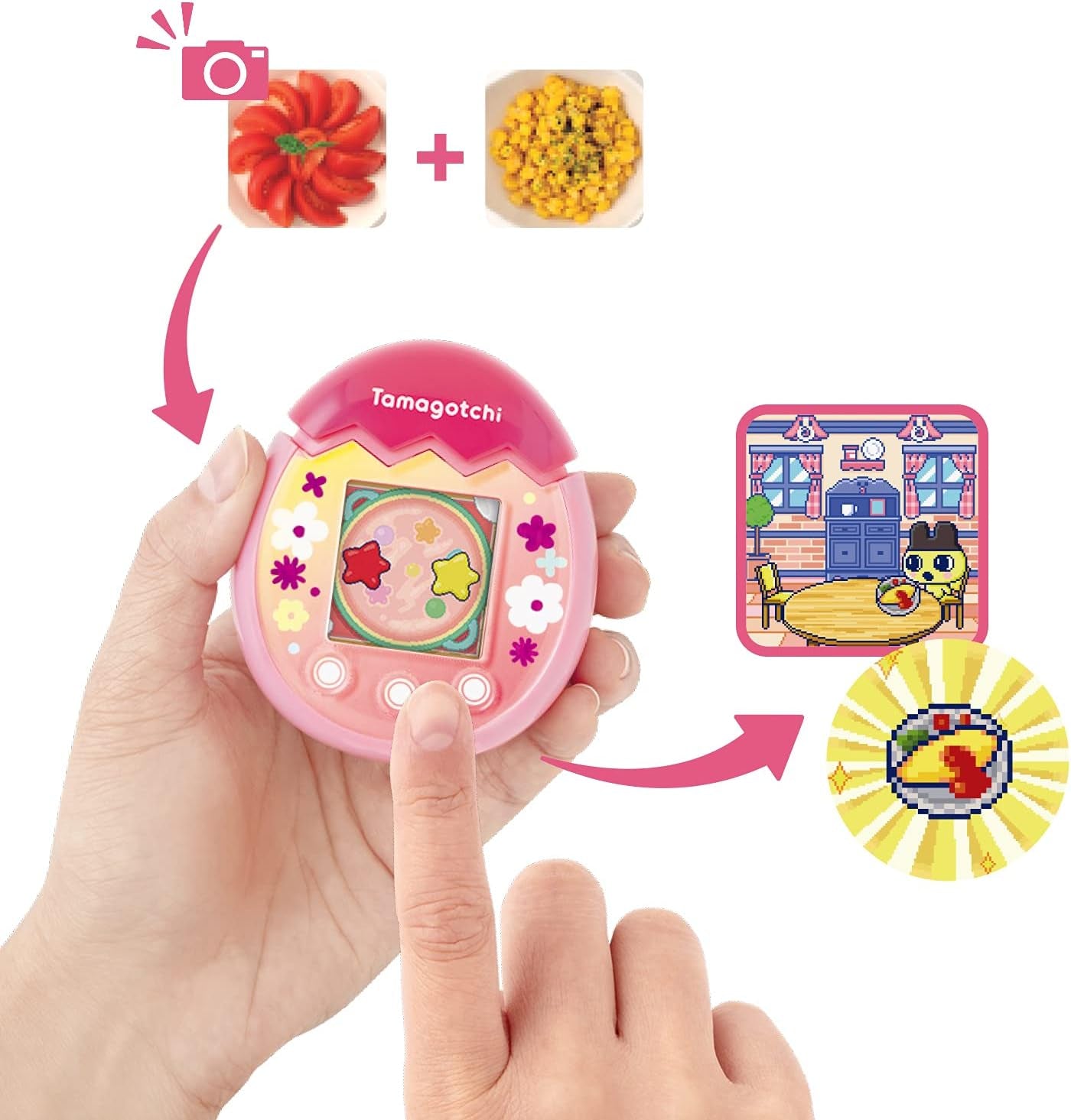 Tamagotchi 42901 Pix the Next Generation of Virtual Reality Pet with Camera, Games and Collectable Characters-Floral, Pink ZOUSA