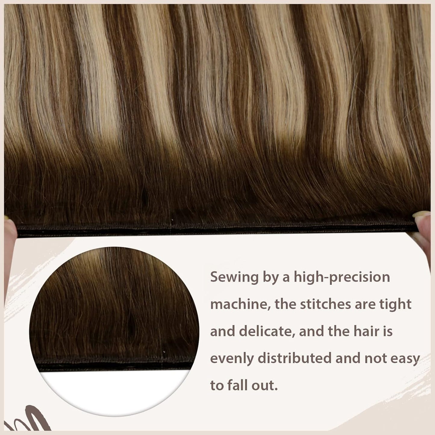 Sew in Hair Extensions Real Human Hair 24 Inch Balayage Brown Mix Caramel Blonde Sew in Hair Extensions 120G Double Weft Extensions Human Hair Brown Long Straight