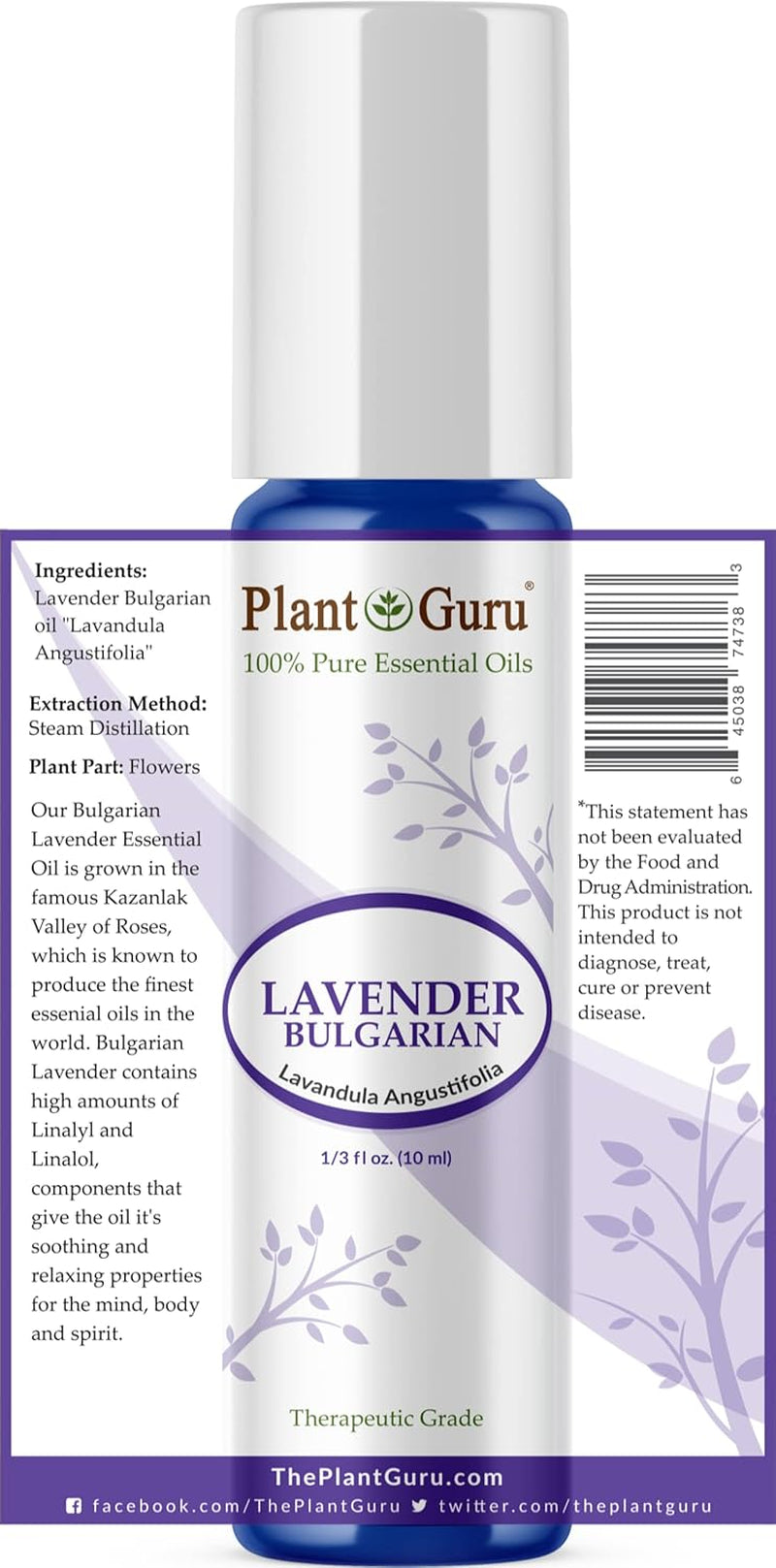 Lavender Essential Oil Roll on 10 Ml. 100% Pure Natural Pre-Diluted Therapeutic Grade for Skin, Body and Hair Growth, Great for Aromatherapy Relaxation and Calming. TLBH