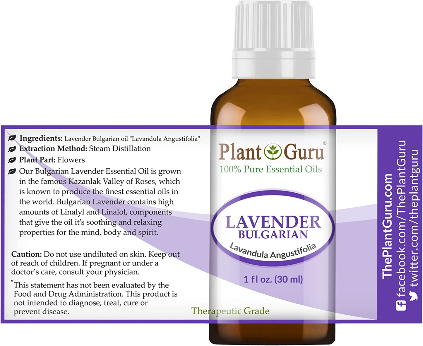 Lavender Essential Oil 30 Ml / 1 Oz (Bulgarian) 100% Pure Natural Undiluted Therapeutic Grade for Skin, Body and Hair Growth, Aromatherapy Diffuser, Great for Relaxation and Calming. TLBH