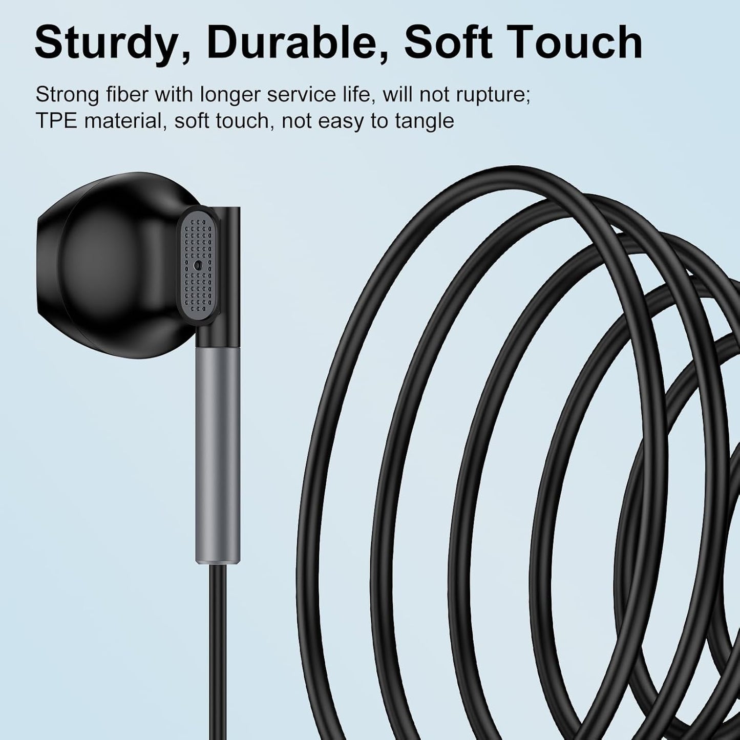 USB C Headphones Earphones for Samsung Galaxy S25+ S25 plus Ultra S24 S23 S22 S21 S20 Series, Wired Earbuds - Comfort Semi in Ear, with Microphone, Hifi Stereo