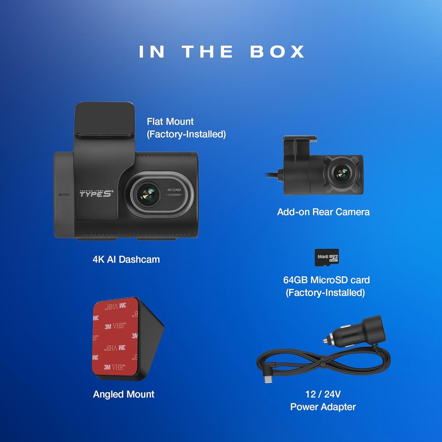 Type S T400 Ai-Powered Driver Assistance 4K Dash Cam with ADAS, Collision Warnings, Lane and Pedestrian Detection, Vehicle Departure Reminders, Front Rear Smart Incident Video Surveillance, SD Card