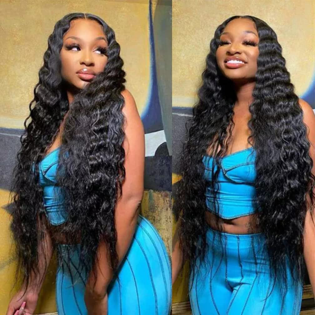 Brazilian Loose Deep Wave Bundles with Closure Loose Wave Human Hair Bundles with Closure Brazilian Deep Weave Bundles 100% Real Unprocessed Virgin Human Hair Bundles with 4 * 4 Closure 10 12 14 +10