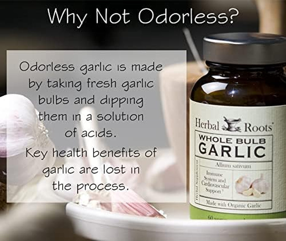 Organic Whole Bulb Garlic Pills - Potent Extra Strength | 600 Mg - 60 Organic Vegan Capsules TLBH