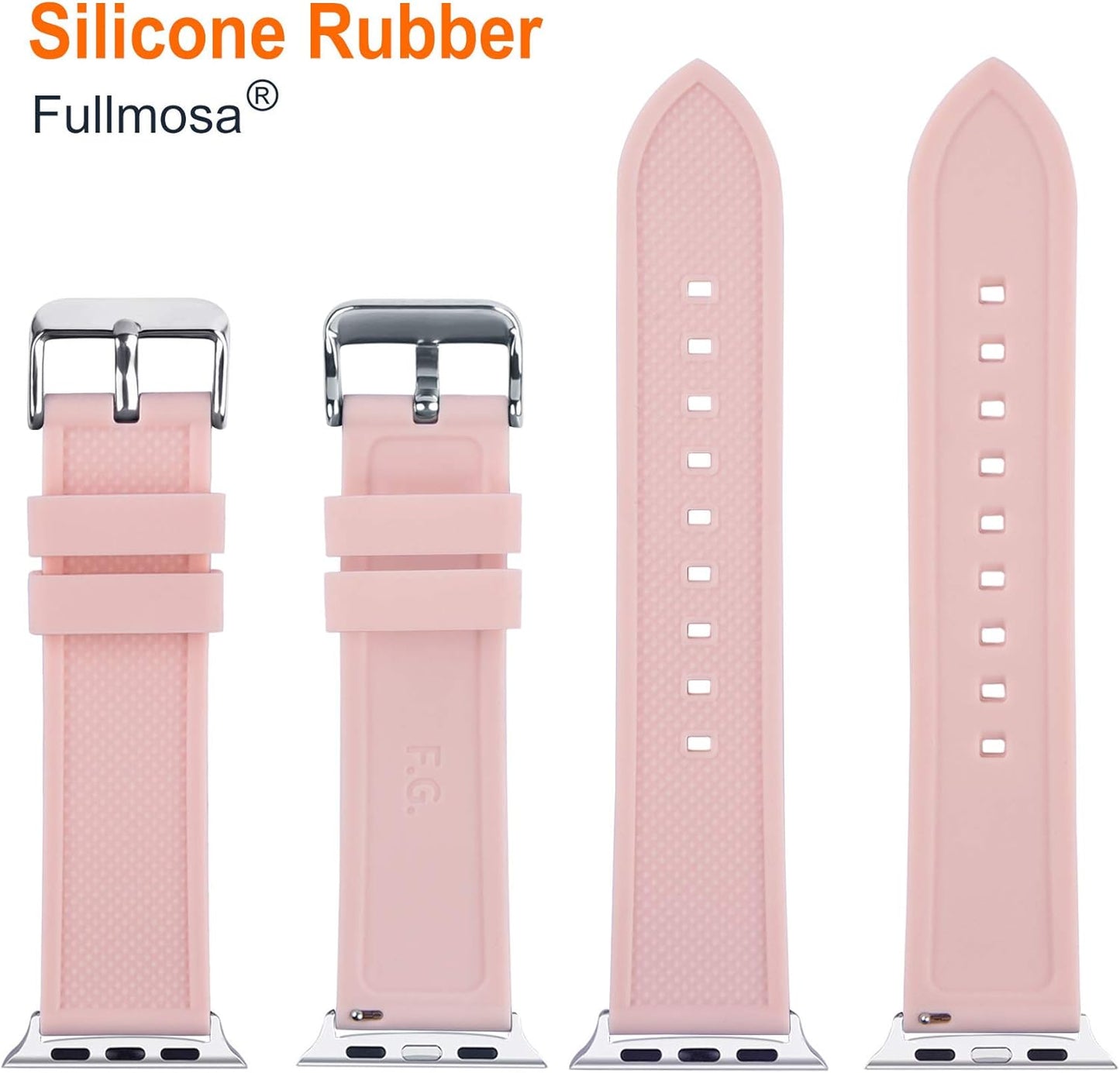 Compatible Sport Bands for Apple Watch Series 10 42Mm, 9/8/7 41Mm, SE2/SE/6/5/4 40Mm, 3/2/1 38Mm,Silicone Rubber Iwatch Band for Women Men, Pale Pink
