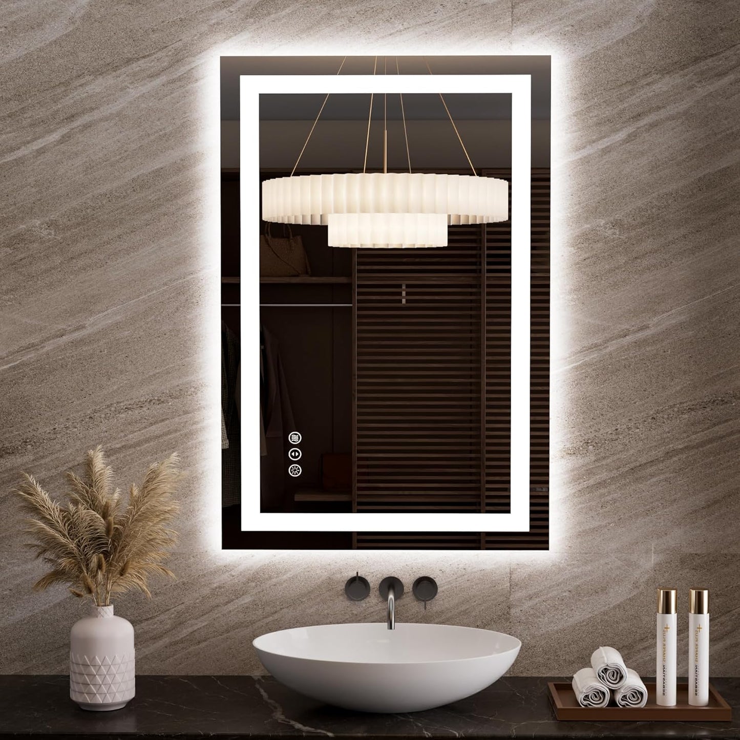 60”X30“ RGB LED Bathroom Mirror with Lights for Bathroom, Anti-Fog, Dimmable,Multiple Light Modes, RGB Backlit + Front Light, Memory Function, Tempered Glass