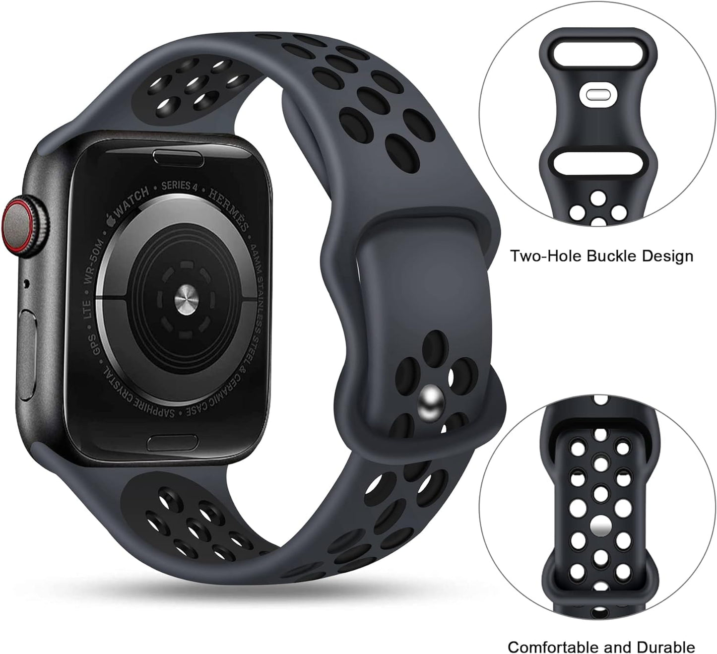Sport Bands Compatible for Apple Watch Bands 38Mm 40Mm 41Mm 42Mm 44Mm 45Mm 49Mm,Soft Silicone Sport Women Men Replacement Strap Compatible with Iwatch Ultra 2 & SE & Series 9/8/7/6/5/4/3/2/1