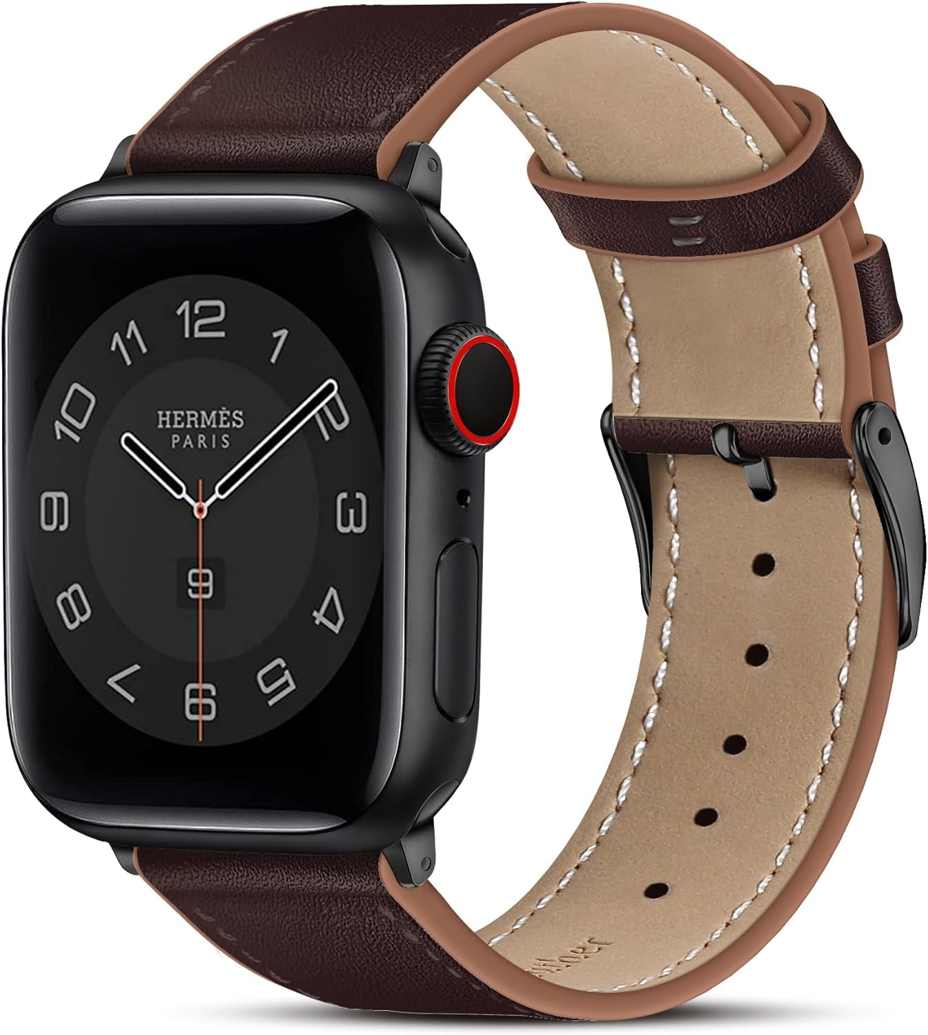 Compatible with Apple Watch Band 42Mm (Series 10) /41Mm/40Mm/38Mm, Genuine Leather Bands Replacement Strap for Iwatch Series 10 9 8 Se 7 6 5 4 3 2 1, Women & Men