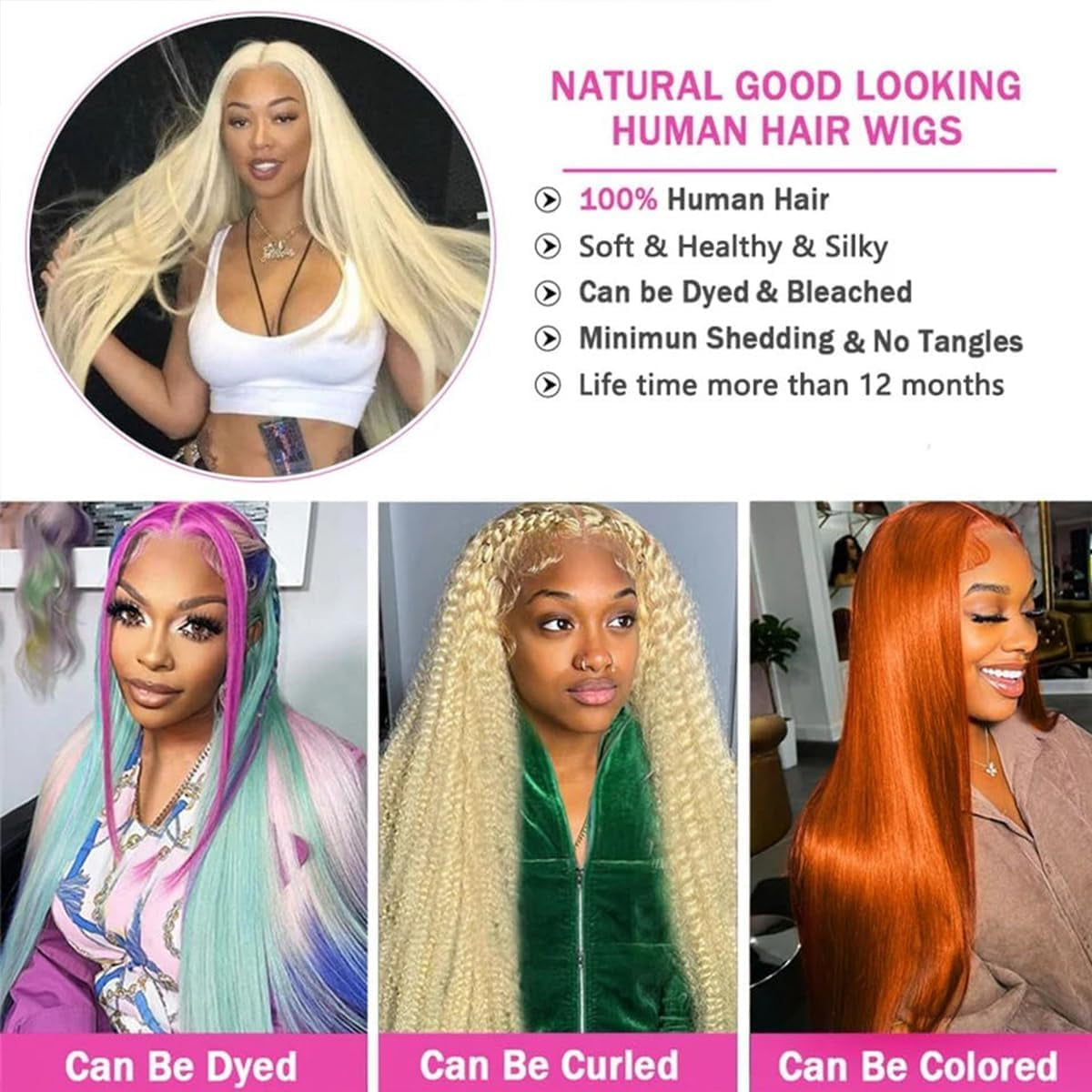 613 Blonde Bundles Human Hair 613 Straight Human Hair Bundles 12A Grade 100% Unprocessed Brazilian Virgin Human Hair 1 Bundle Blonde Hair Weave Bundles 3.5Oz/Bundle 18 Inch