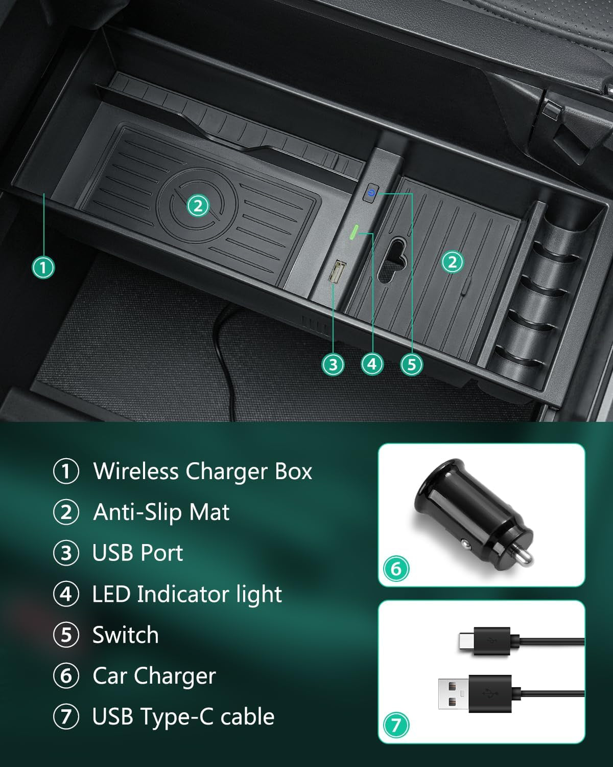 ® for Ford F150 Wireless Charger 2009-2024, Center Console Organizer Box for F-150, OEM Truck Accessory for F150 2024 2023 2022 2021 2020 2019 2018 2017 2016 2015 2014 2013 2012 2011 2010 2009 TRUCK DRIVER