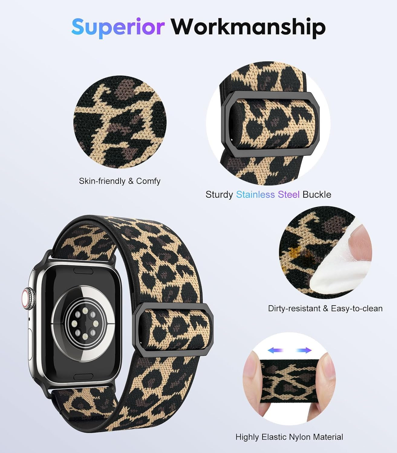 4Pack Watch Band Compatible with Apple Watch Series 9 8 7 6 5 4 3 2 1 SE 38/40/41Mm, Stretchy Solo Loop Nylon Strap Replacement Sport Wristband