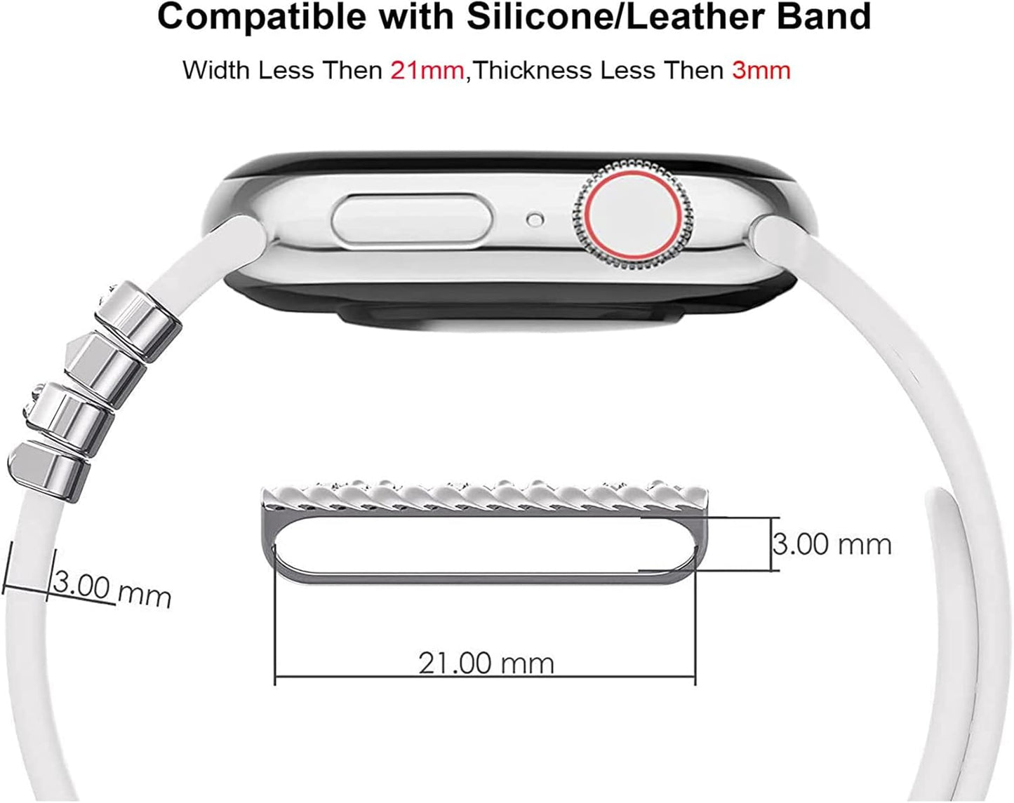 Charms for Apple Watch Band 40Mm 41Mm 44Mm 38Mm 45Mm 42Mm Women Girls,Metal Diamond Jewelry Decorative Ring Loops,Iwatch Series 9 8 7 6 5 4 3 Se,Galaxy Watch 6/5/4,Silicone Strap Charm Accessories
