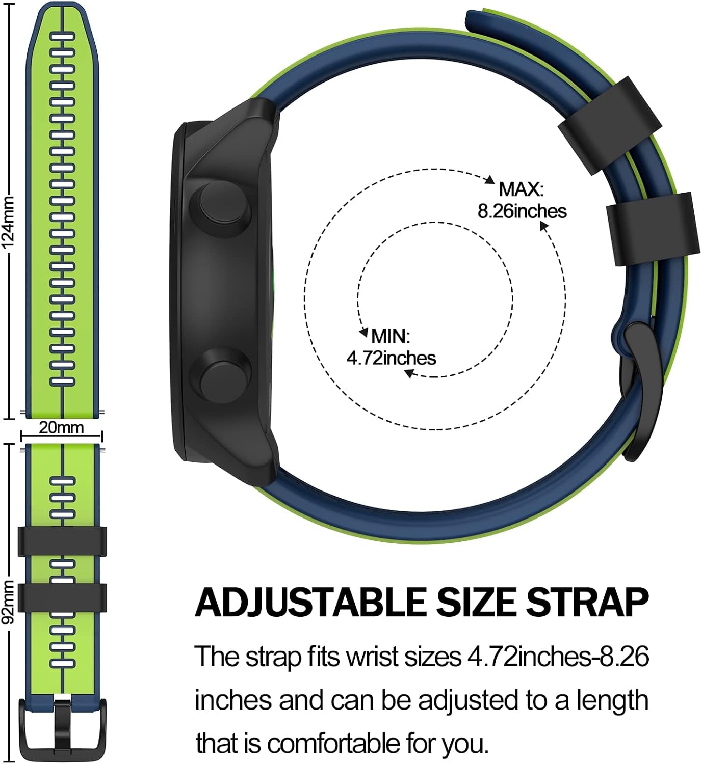 Compatible with Vivoactive 3 Band, 20Mm Width Soft Silicone Watch Bands Replacement for Garmin Vivomove 3/Music/Luxe/Style/Hr/Forerunner 245/645 Music/Samsung Galaxy Watch 42Mm Smartwatches