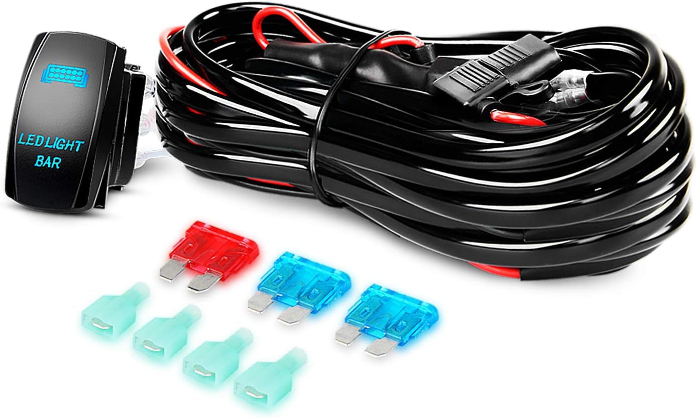 LED Light Bar 2PCS 18W Spot Led Pods Led off Road Lights 12V 5Pin Rocker Switch LED Light Bar Wiring Harness Kit 2 Leads for Truck SUV ATV UTV,