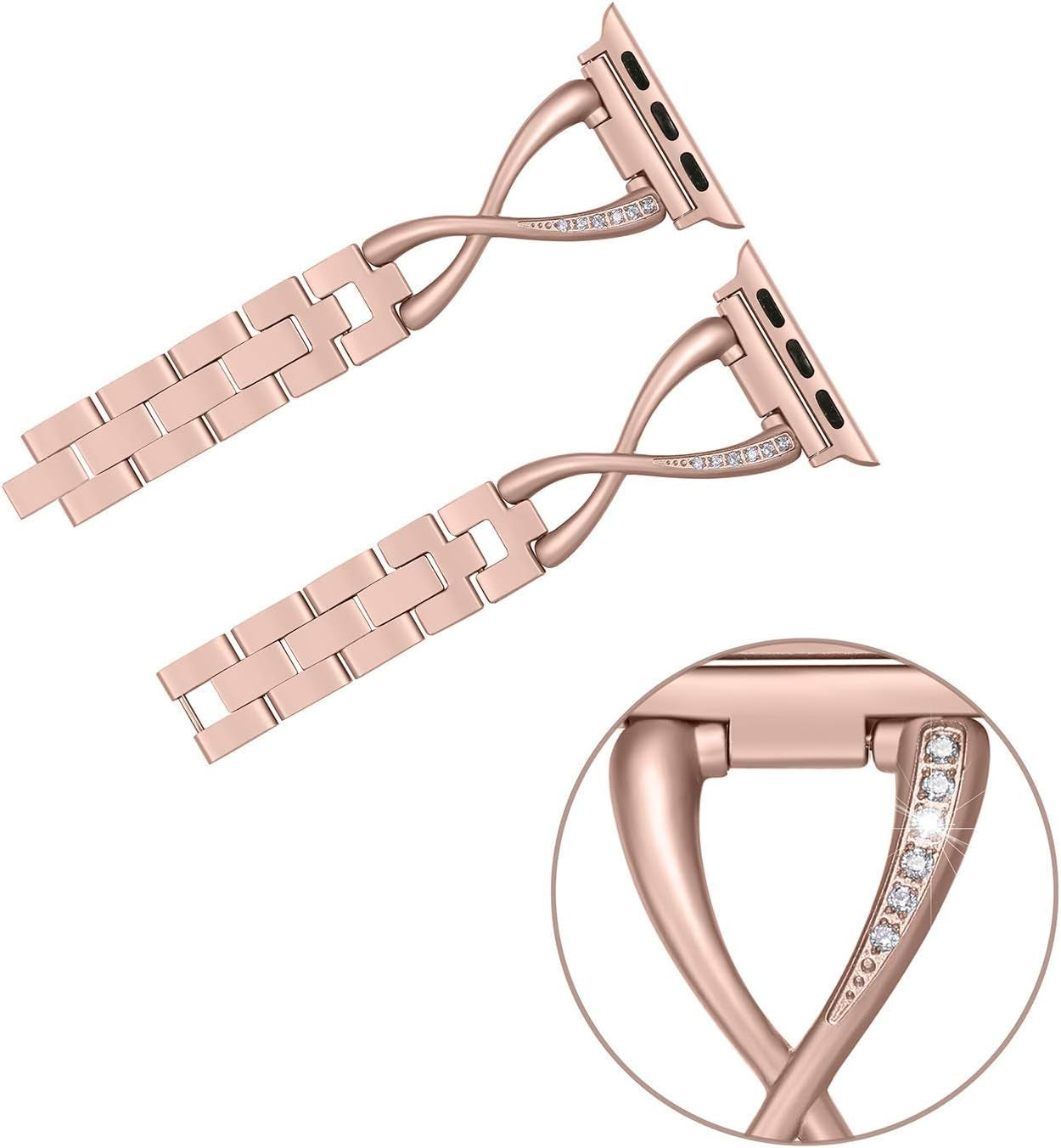 Bands Compatible with Apple Watch Band 38Mm 40Mm 41Mm 42Mm 44Mm 45Mm Iwatch SE Series 9/8/7/6/5/4/3/2/1 Women Dressy Jewelry Stainless Steel Accessories Wristband Strap