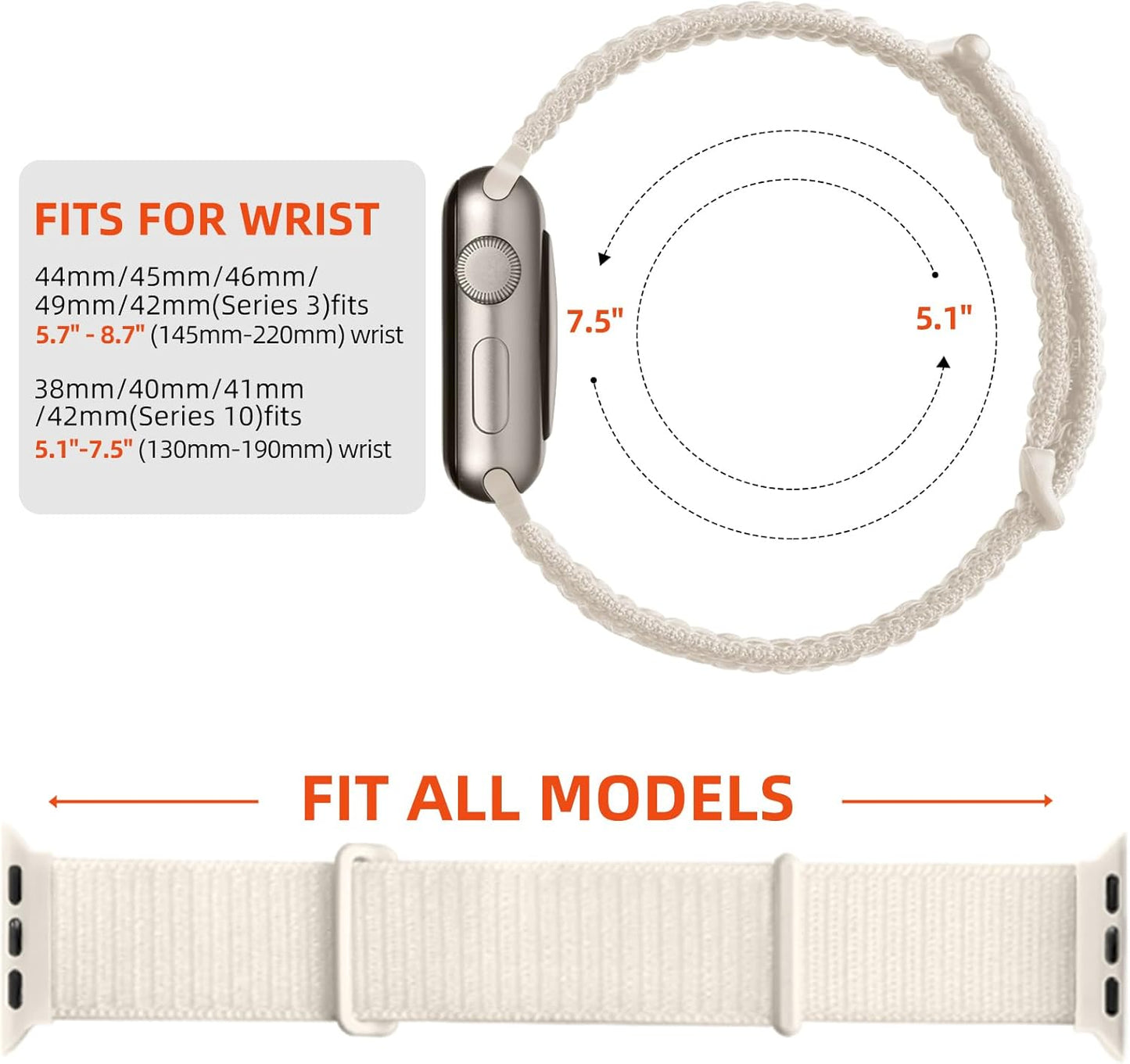 Sport Nylon Loop Strap Compatible with Apple Watch Bands