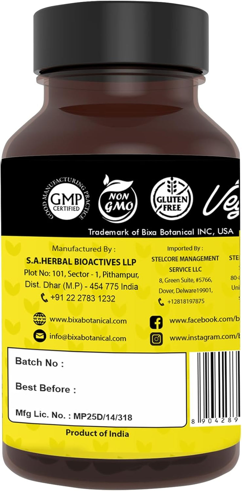 Ayurvedic Natural Herbal Supplement Turmeric Forte Capsules (100% Pure Authentic Premium Quality) 450Mg 60 Veg Capsules TLBH