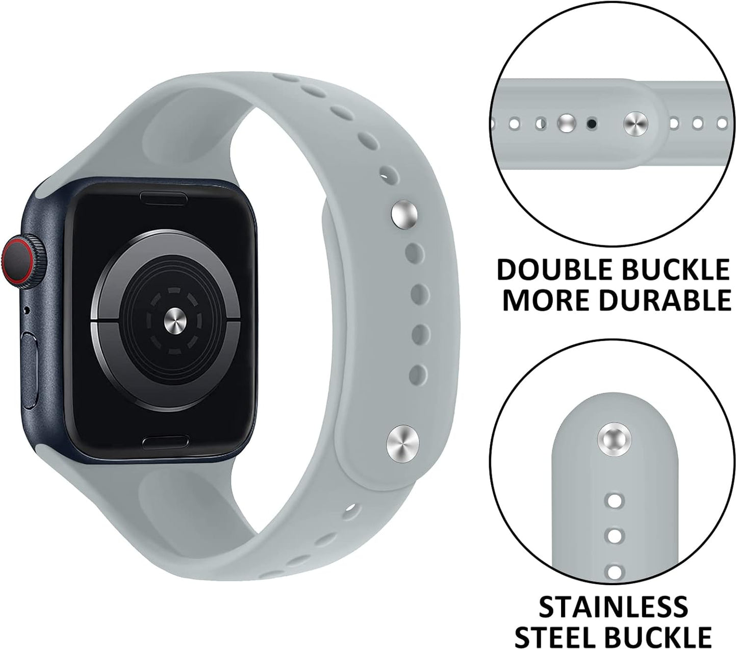 Sport Bands for Apple Watch Band 40Mm 44Mm 45Mm 49Mm 41Mm 38Mm 42Mm Women/Men,Soft Silicone Strap for Apple Watch Series 9,Ultra 2,8,Ultra,Se,7 6 5 4 3,Correa Iwatch Bands Wristband