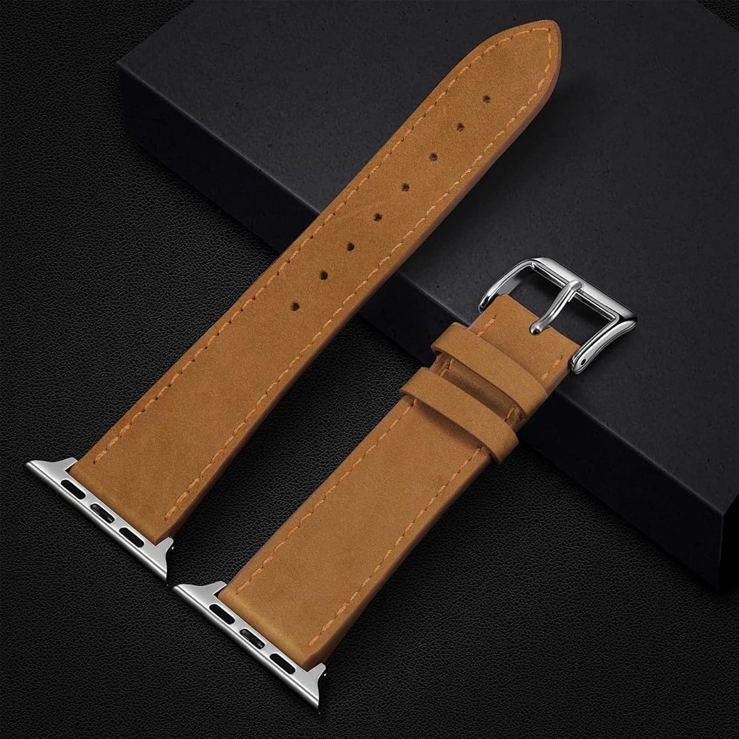 Compatible with Apple Watch Band Series SE 9 8 7 6 5 4 3 2 1 Ultra 49Mm 45Mm 41Mm 44Mm 40Mm 42Mm 38Mm, Genuine Leather Replacement Band for Iwatch, Leather Apple Watch Strap for Women & Men