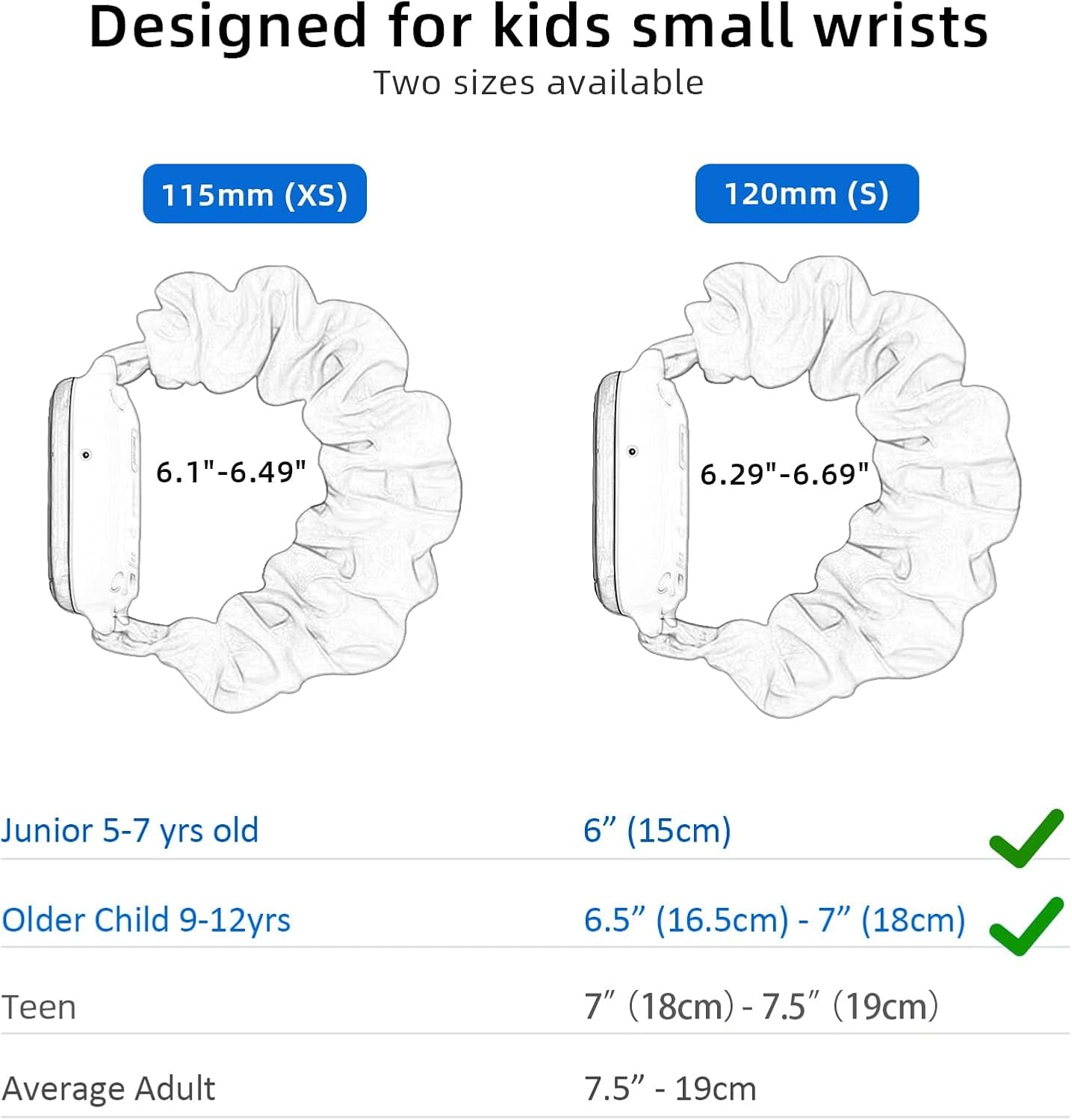 Scrunchie Band Compatible with Gizmo Watch 3/2/1 & Gabb Watch 3/2/1 & Syncup Kids Watch, Cute Printed Stretchy Solo Loop Band Replacement, Easy to Take on and Off