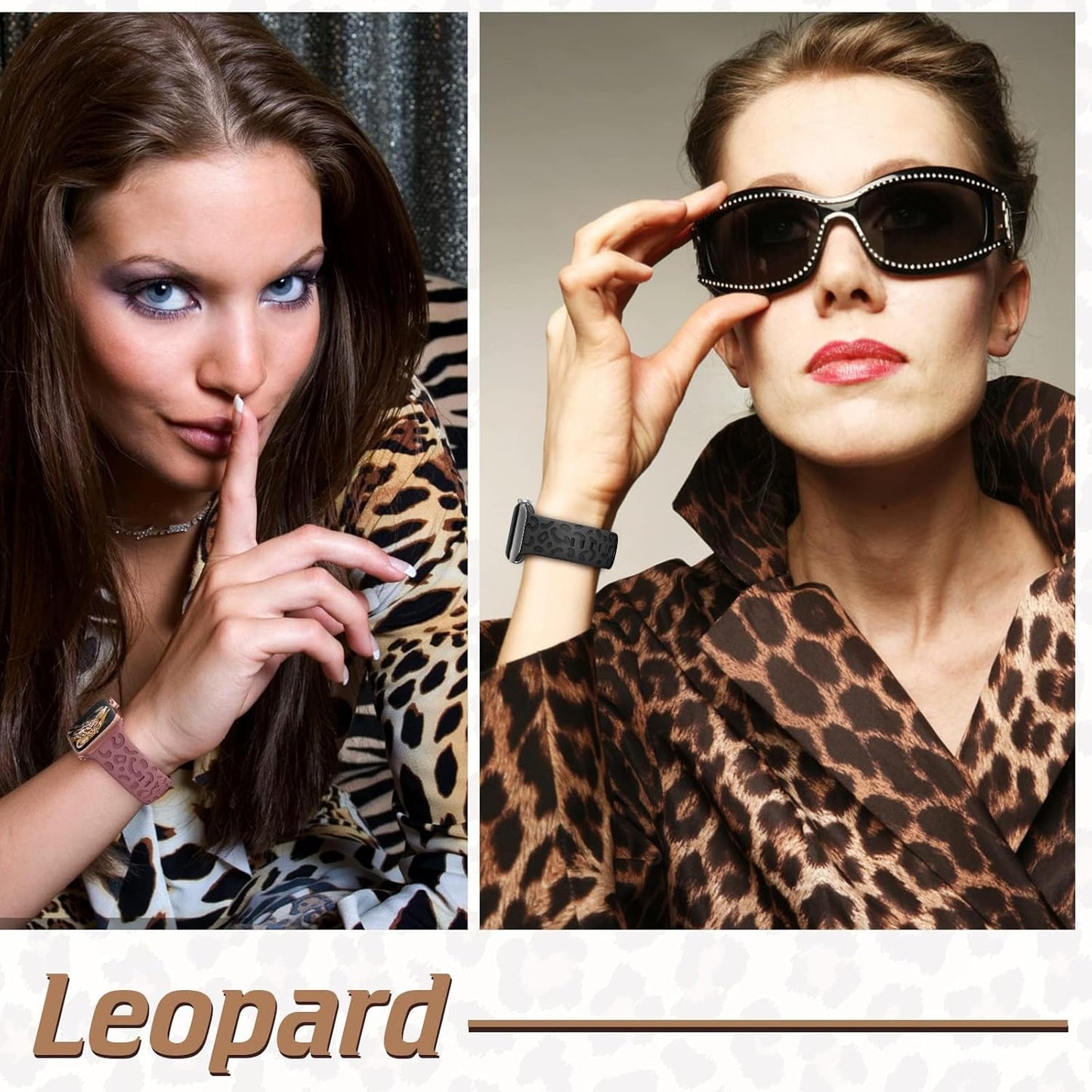 Leopard Engraved Silicone Watch Band Compatible with Apple Watch Band 38Mm 40Mm 41Mm 42Mm 44Mm 45Mm 49Mm Women Men Wristbands Compatible with Iwatch Series 8 7 6 5 4 3 2 1 SE