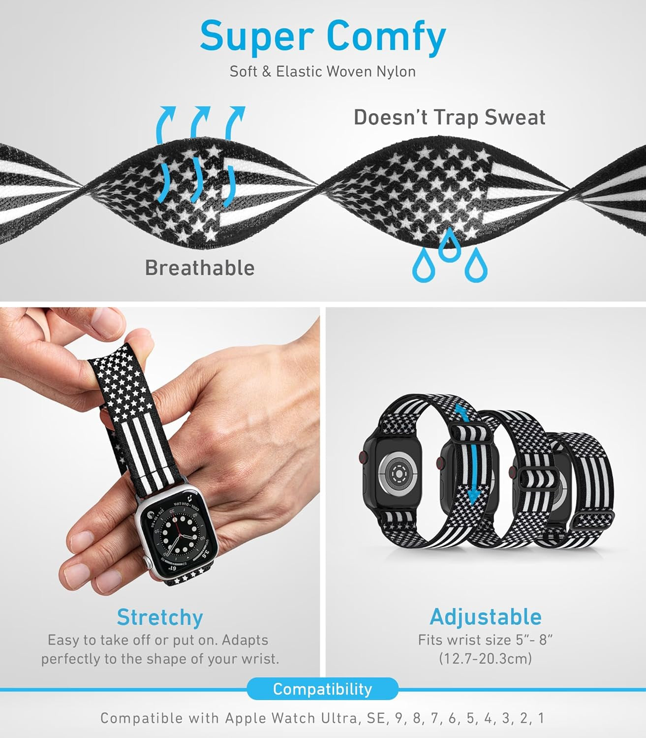 Nylon Apple Watch Bands Unisex - Iwatch 1/2/3/4/5/6/7/8/9/Se/Ultra 2 Bands for 38Mm/40Mm/41Mm/42Mm/44Mm/45Mm/49Mm - 1/4/6/8 Variety Multipack