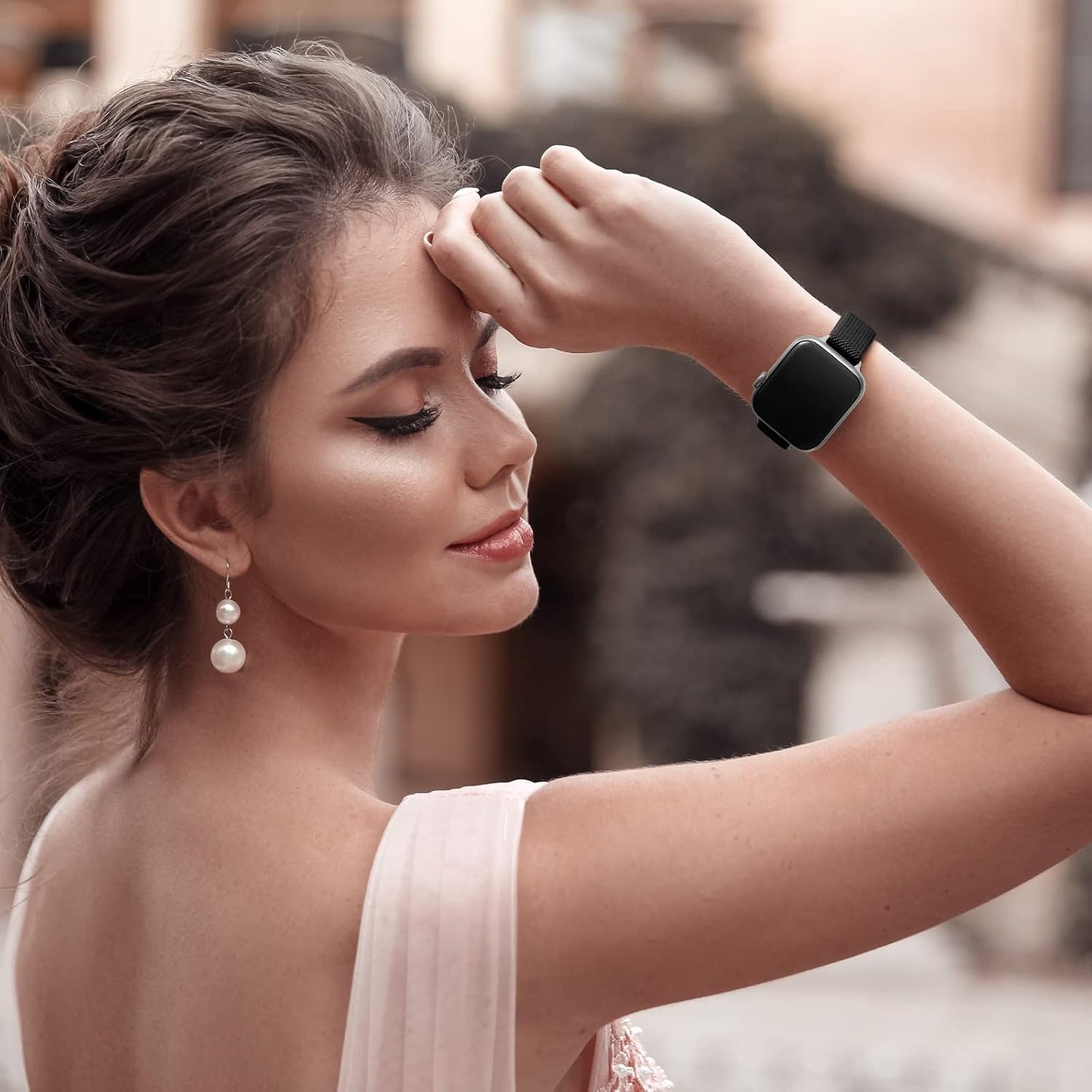 Slim Stretchy Bands Compatible with Apple Watch Band 41Mm 40Mm 38Mm, Women Elastics Nylon Thin Band Strap for Iwatch SE2 SE Series 9 8 7 6 5 4 3 2 1 (Black/Silver, 41Mm 40Mm 38Mm)