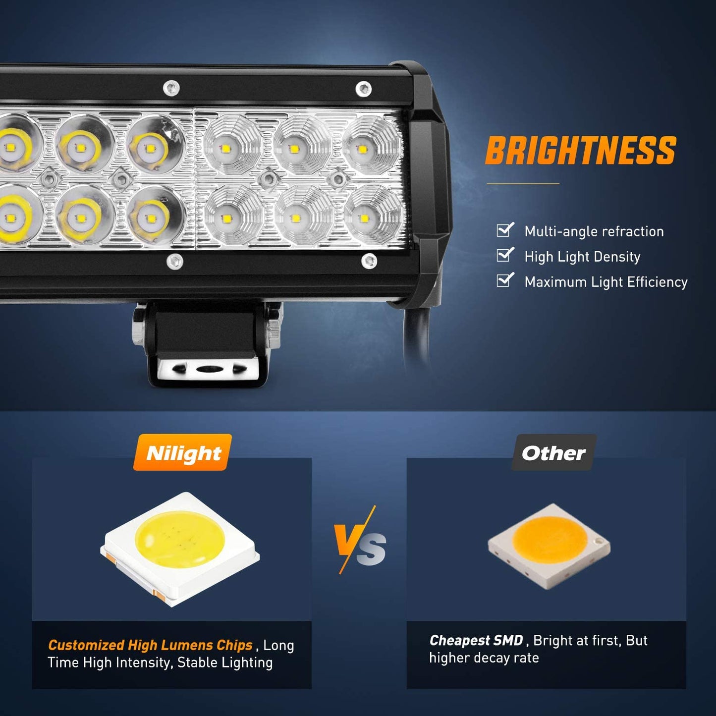 - 60005C-A 20Inch 126W Spot Flood Combo Led Light Bar off Road Lights Boat Lighting Fog Light Driving Lights LED Work Light for Trucks, 2 Years Warranty