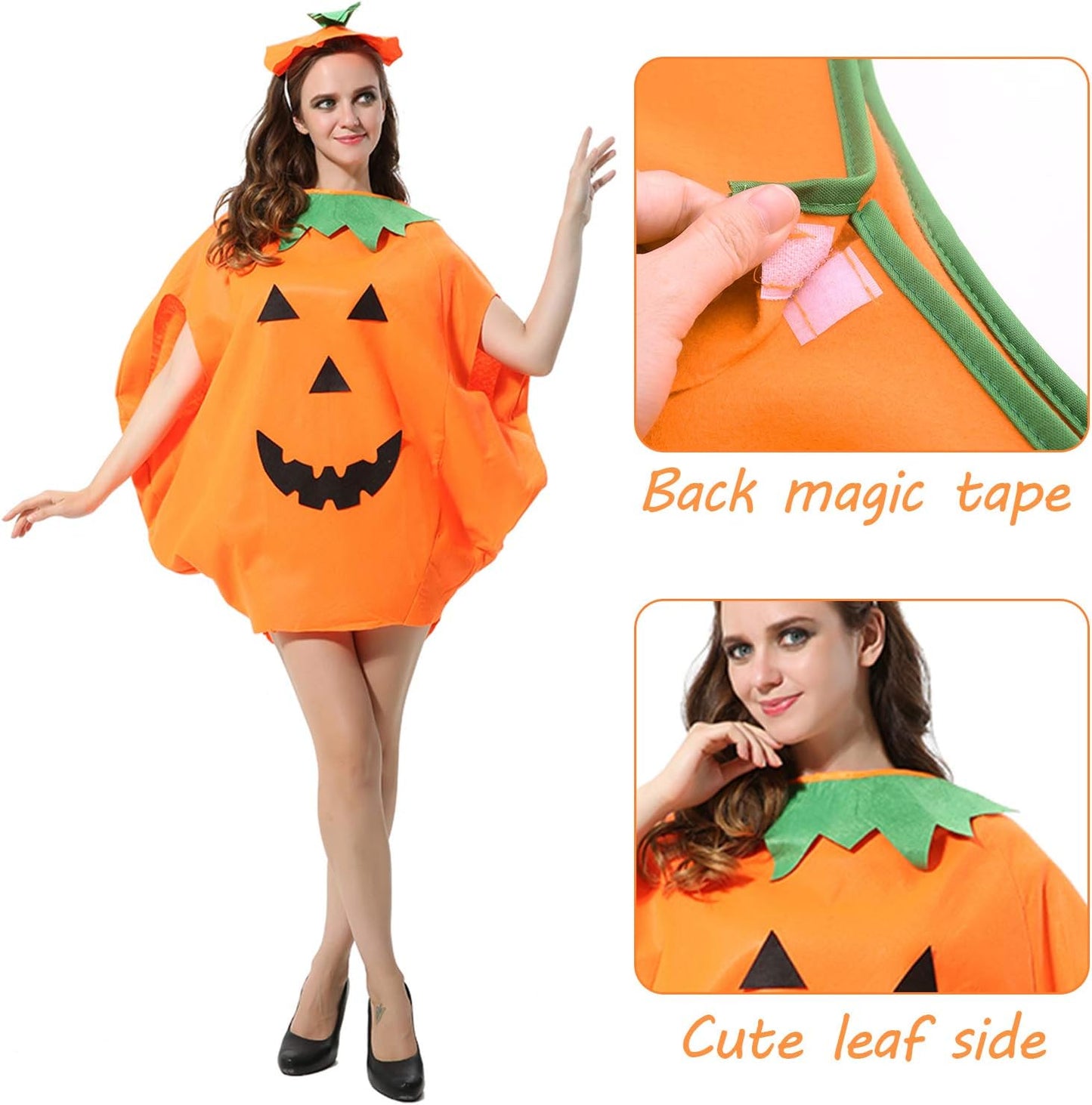 4Pcs Unisex Adult Halloween Pumpkin Costume Funny Halloween Costumes Orange Pumpkin Cosplay Party Clothes