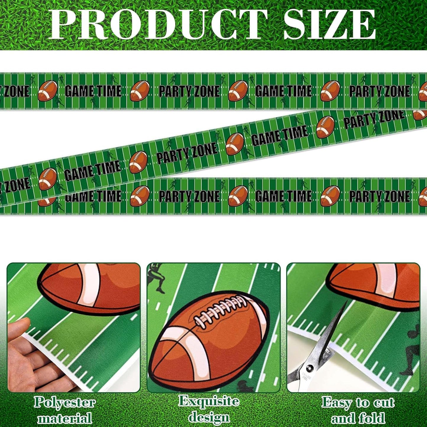 65Ft Football Party Banner Football Game Time Banner Tape Decoration American Football Sports Theme Party Zone Banner Tape for Super Bowl Game Day Football Party Tailgate Decorations Supplies