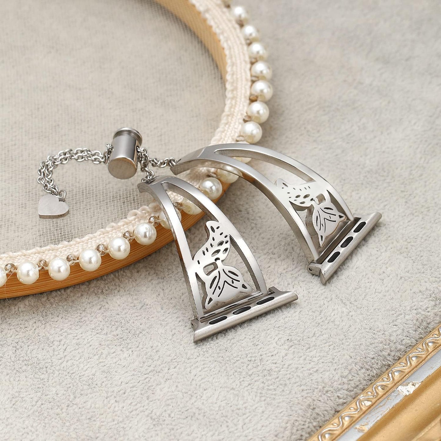 Bling Band Compatible with Apple Watch 38Mm 40Mm 41Mm 42Mm 44Mm 45Mm Iwatch SE Series 7/6/5/4/3/2/1,Cute Fox Stainless Steel Bands Dressy Jewelry Diamond Unicorn Bracelet Bangle Wristband Women.