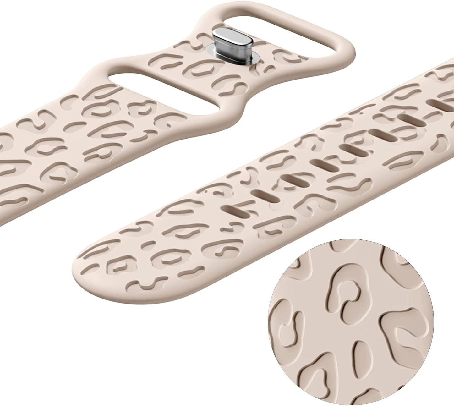 Leopard Engraved Silicone Watch Band Compatible with Apple Watch Band 38Mm 40Mm 41Mm 42Mm 44Mm 45Mm 49Mm Women Men Wristbands Compatible with Iwatch Series 8 7 6 5 4 3 2 1 SE