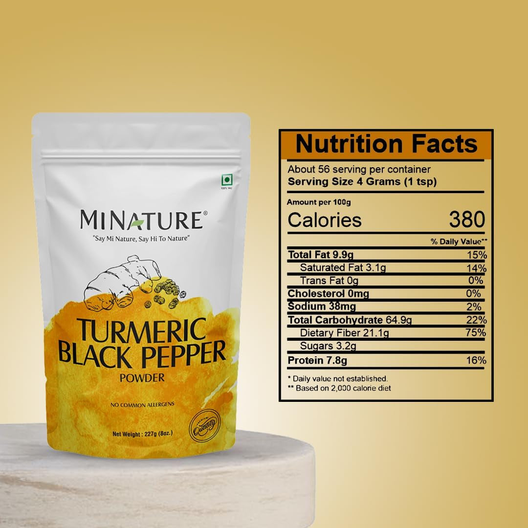 Turmeric Black Pepper Powder, Curcuma Longa with Piper Nigrum,Vegan, Gluten-Free, Non-Gmo 227 Gram, 0.5 Lb TLBH