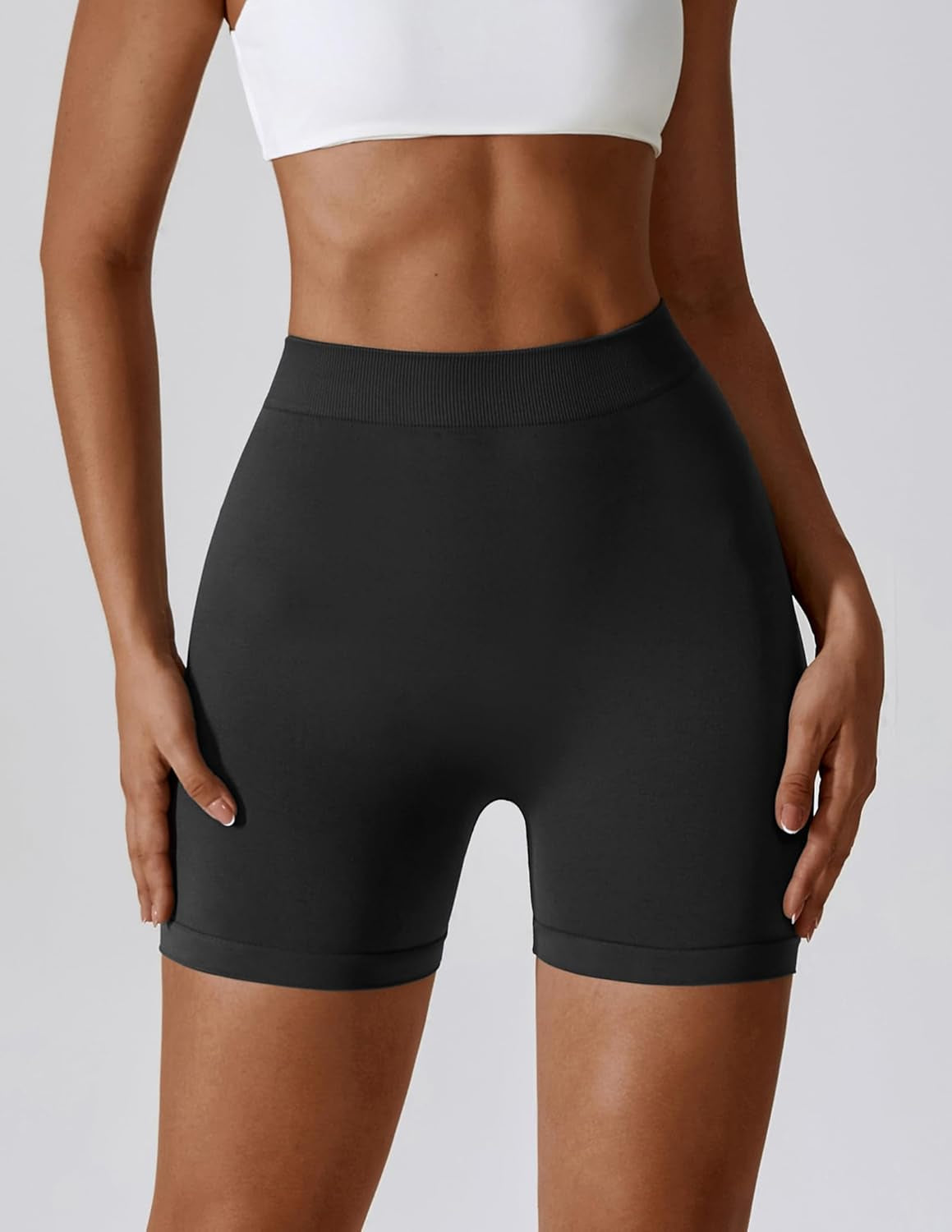 Workout Shorts for Women Seamless V Back Scrunc Butt Gym Shorts Tummy Control High Waist Booty Yoga Shorts