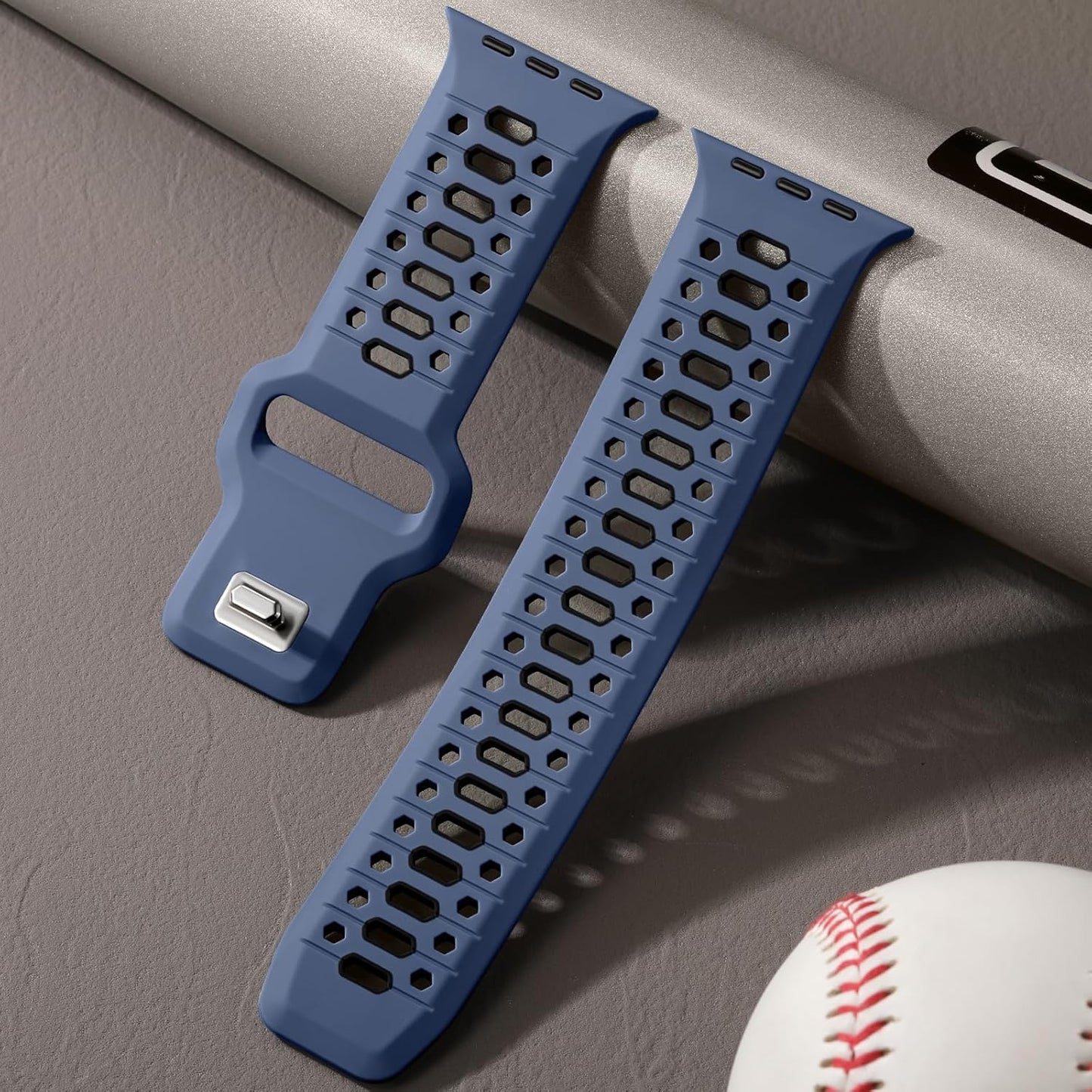 Blue Gray & Black 26MM Width Breathable Silicone Sport Band Compatible with 49Mm Apple Watch Ultra 2/1, 46Mm Series 10, 45Mm Series 9 8 7, 44Mm Series 6 5 4 SE 2/1, 42Mm Series 3 2 1