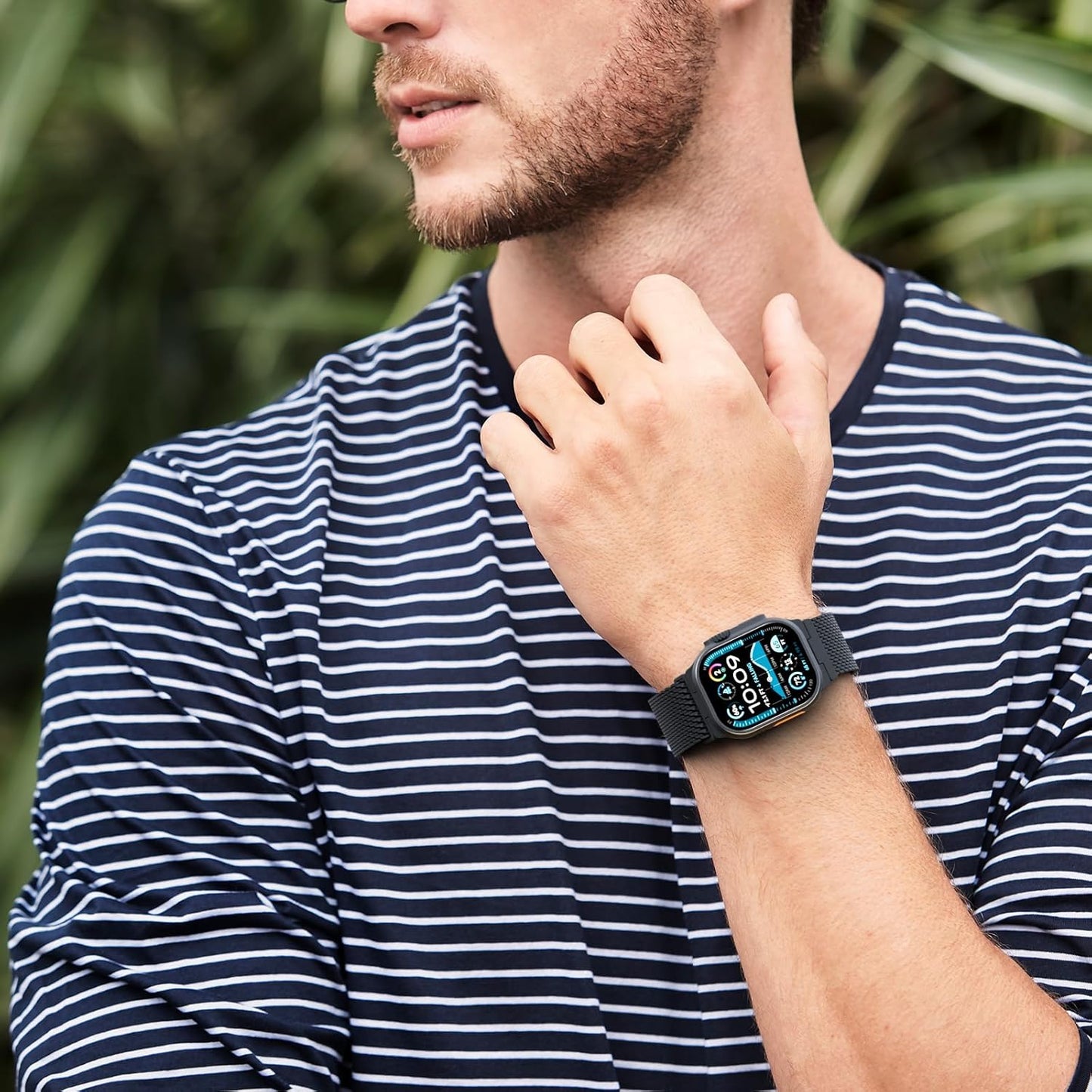 Milanese Mesh Loop Compatible with Apple Watch Band Ultra 2/Ultra 49Mm 46Mm 45Mm 44Mm Men, Breathable Replacement Band for Iwatch SE Series 10/9/8/7/6/5/4