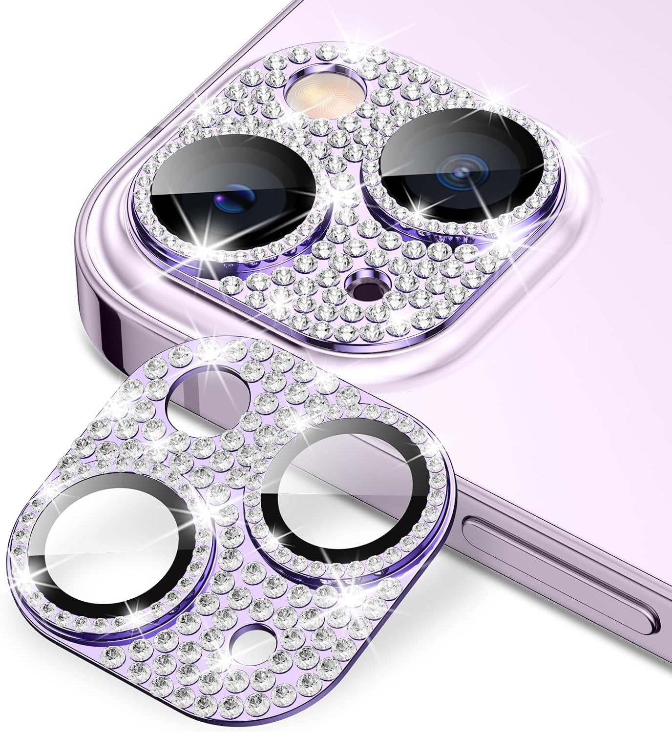 Compatible for Iphone 16 plus & 16 Camera Lens Protector, Bling Glitter Metal Cover Glass Lens Screen Protective Accessories for Iphone 16 Plus