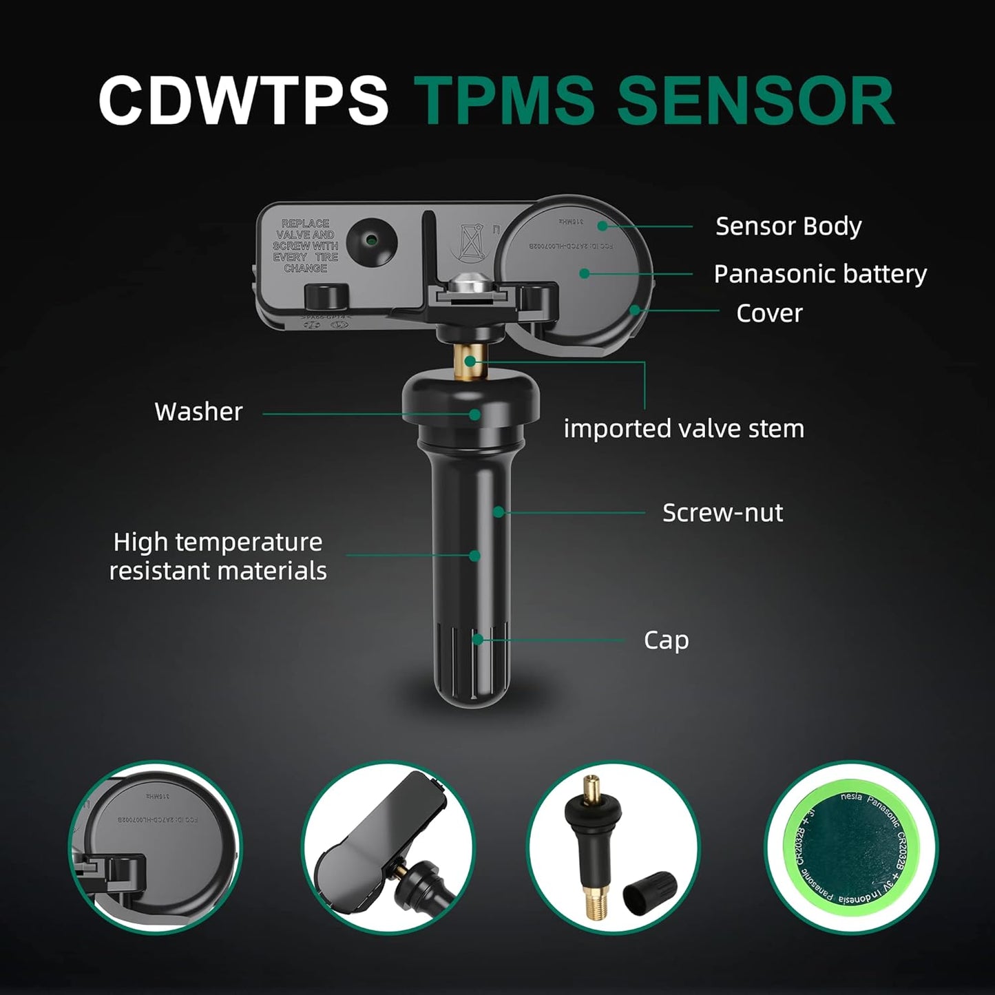 TPMS Sensor,Gm 315Mhz Tire Pressure Monitoring Sensor Compatible for Chevy Silverado GMC Cadillac Buick Pontiac Saturn Hummber Saab Replace#13598771 13598772 13586335 13581558 4 Pack