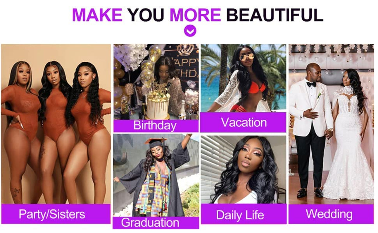 Hair 12A Brazilian Body Wave Bundles with Closure (10 12 14+10,Free Part)100% Unprocessed Brazilian Virgin Human Hair Body Wave Bundles with Closure Natural Black Color