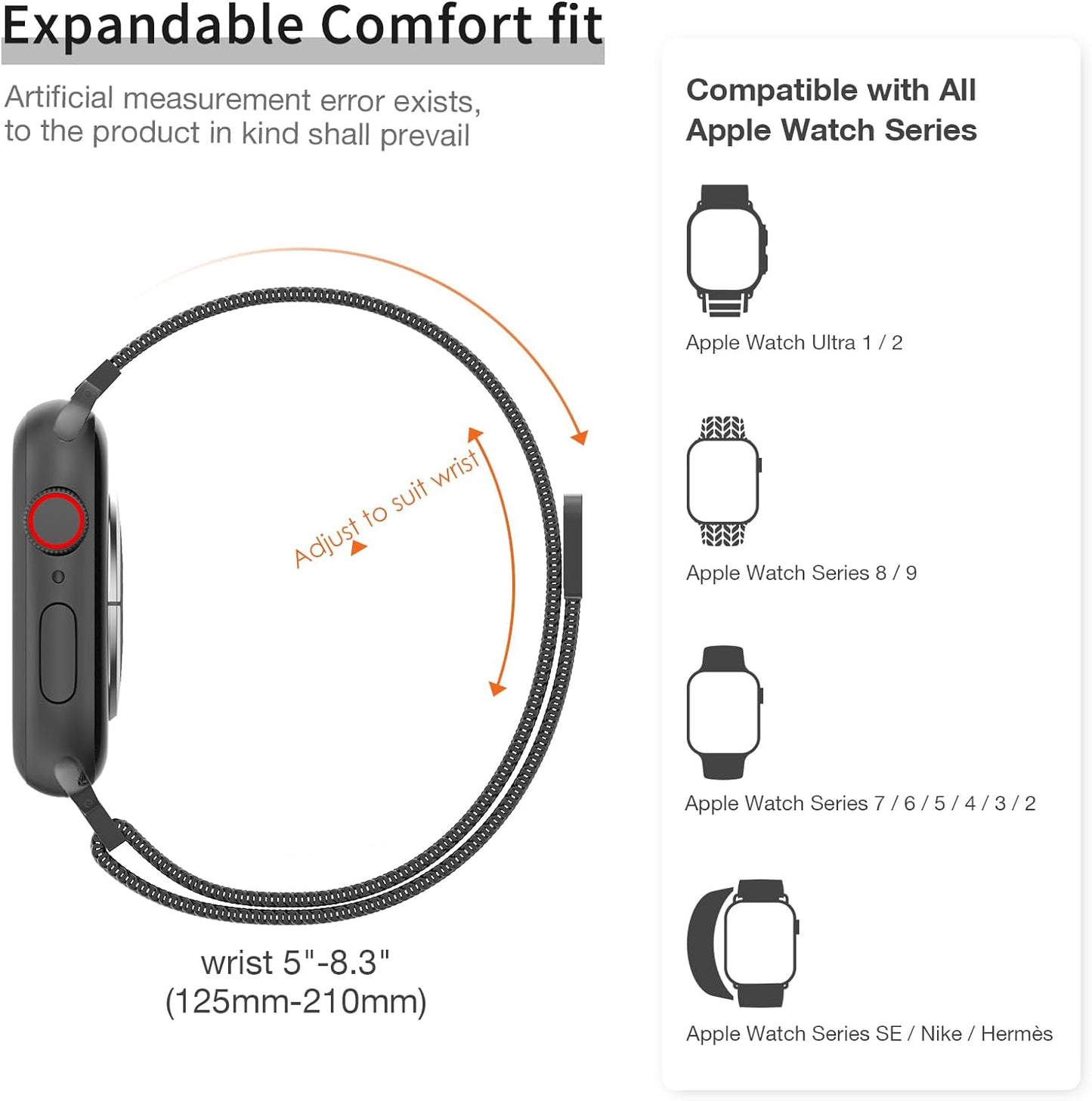 Slim Milanese Loop Compatible with Apple Watch Band for Women 40Mm 41Mm 38Mm 44Mm 45Mm 49Mm 42Mm, Stainless Steel Magnetic Mesh Strap Work on Iwatch Bands Series 9 8 7 6 5 4 3 2 1 Ultra SE