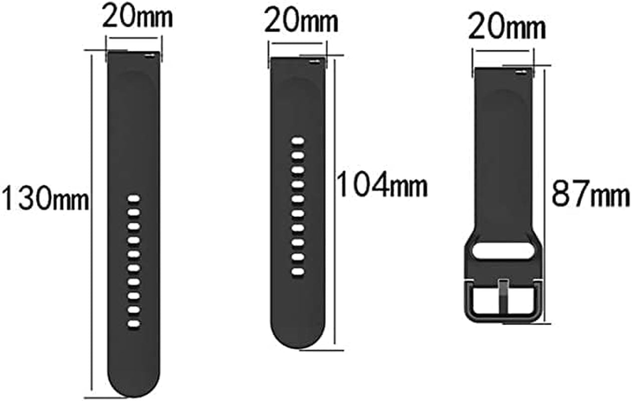 Compatible for Active 2 Watch 44Mm 40Mm/Galaxy Watch 4 Classic 46Mm 42Mm/Watch 3 41Mm Band,20Mm Soft Silicone Replacement Strap for Galaxy Watch Band 6 5 4 40Mm 44Mm/Galaxy Watch 5 Pro 45Mm