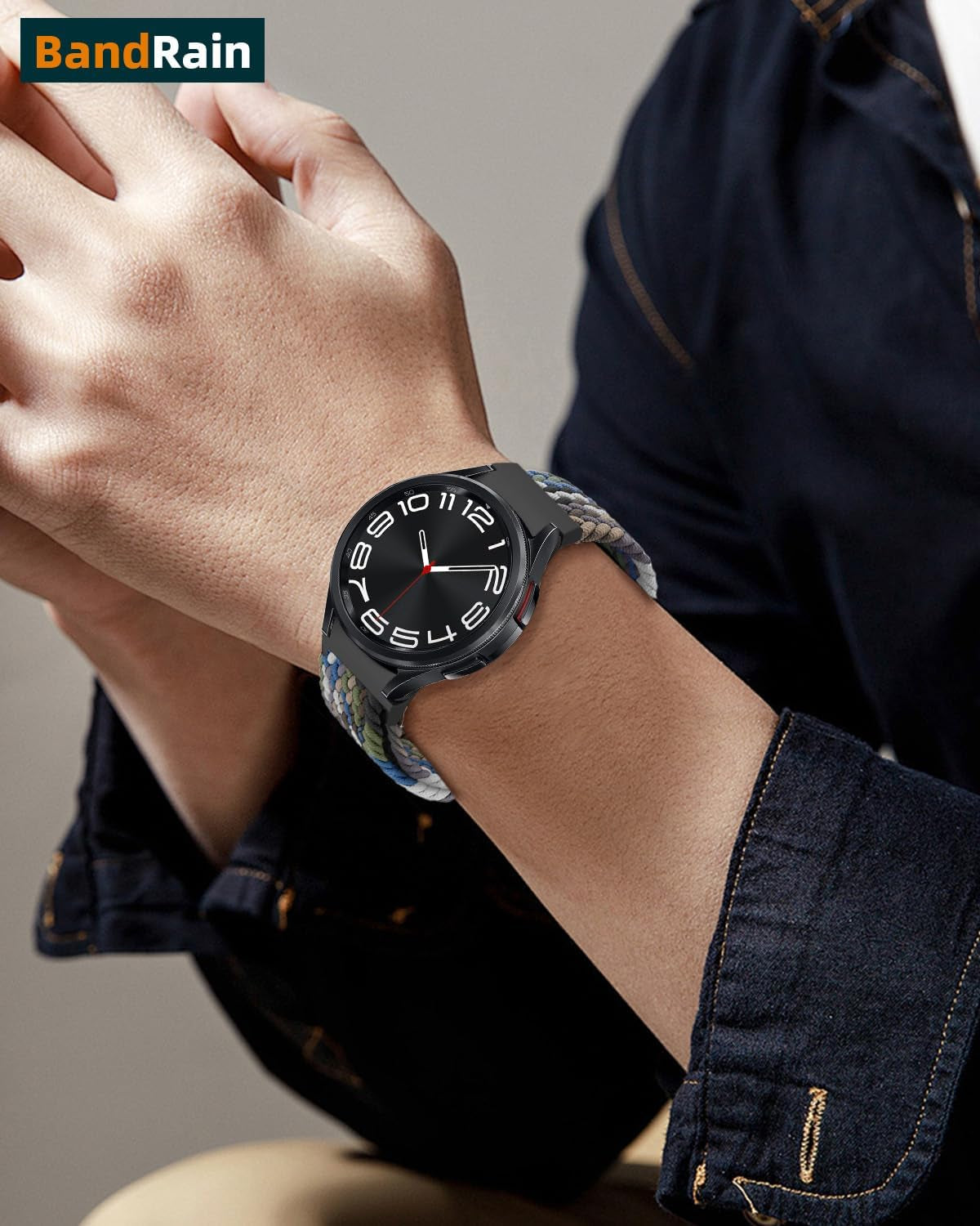 One Click No Gap Braided Bands Compatible with Samsung Galaxy Watch 7 6 4 5 FE Band 40Mm 44Mm/Galaxy Watch 6 4 Classic 47Mm 43Mm 42Mm 46Mm/Watch 5 Pro 45Mm, 20Mm Elastic Nylon Sport Straps Men Women