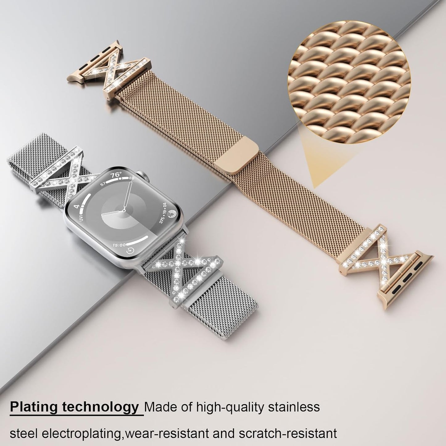 Metal Magnetic Band Compatible with Apple Watch Band 38Mm 40Mm 41Mm 42Mm 44Mm 45Mm 49Mm Men Women, Stainless Steel Mesh Loop Strap for Iwatch Series 9 8 7 6 5 4 3 2 1 SE Ultra