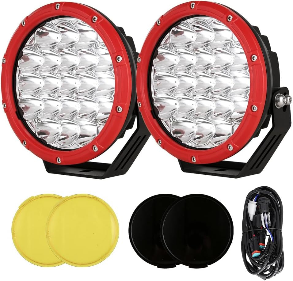 BIGLIONX round LED Offroad Lights 7Inch 2Pcs 210W 32000LM LED off Road Lights Super Bright Amber Offroad Lights Driving Lights Spot with Wiring Harness IP68 for Trucks Pickup ATV UTV SUV