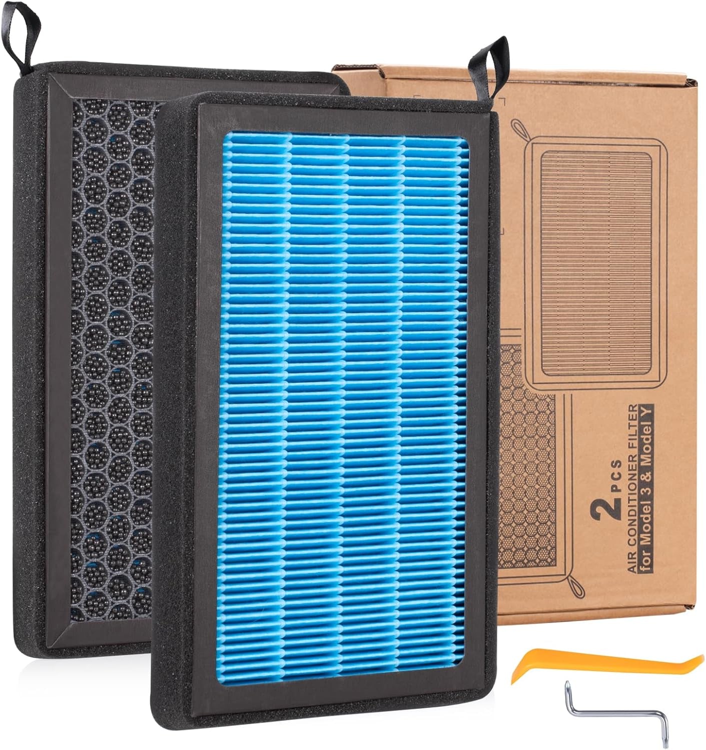 Tesla Model Y Hepa Air Filter Activated Carbon Cabin Air Filter Replacement for Tesla Model Y Accessories 2024-2020 (Set of 4 Packs)