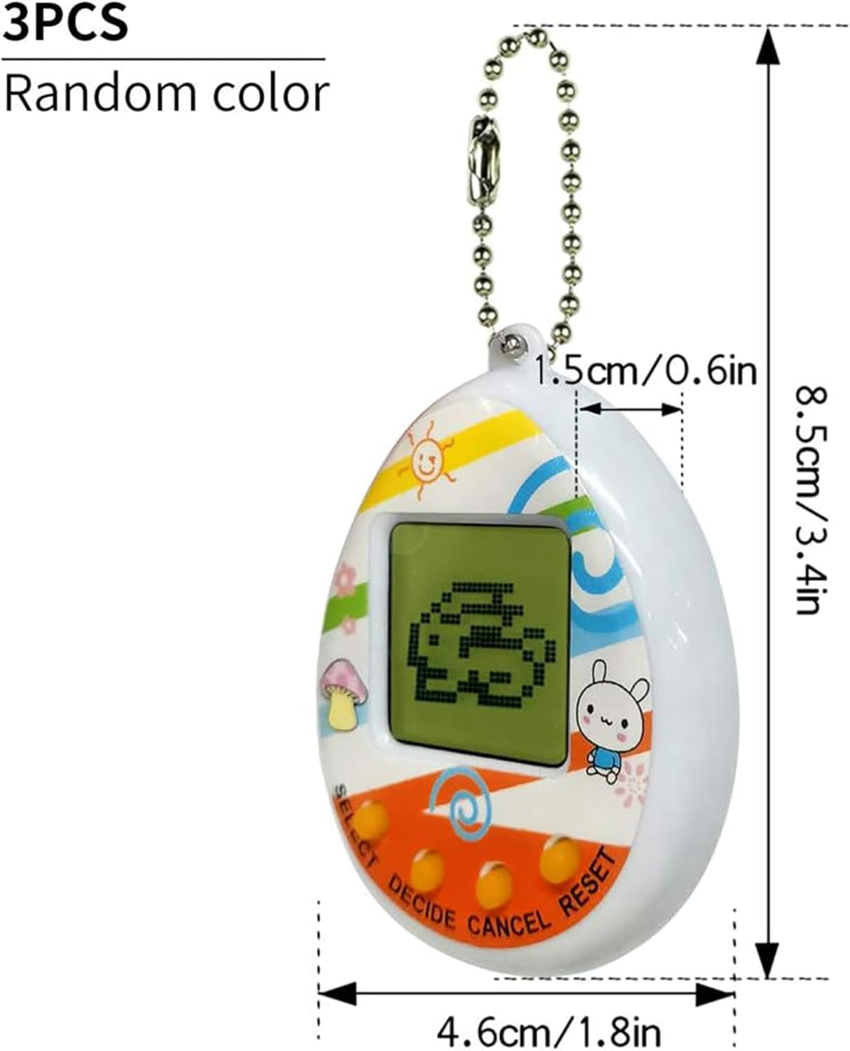 3PCS Virtual Cyber Pet Toy Digital Pets Game Console Handheld Pets Machine Mini Pocket Electronic Animals Toys with Key Chain Early Education Gift for Children Kids(Random Color) BanUK
