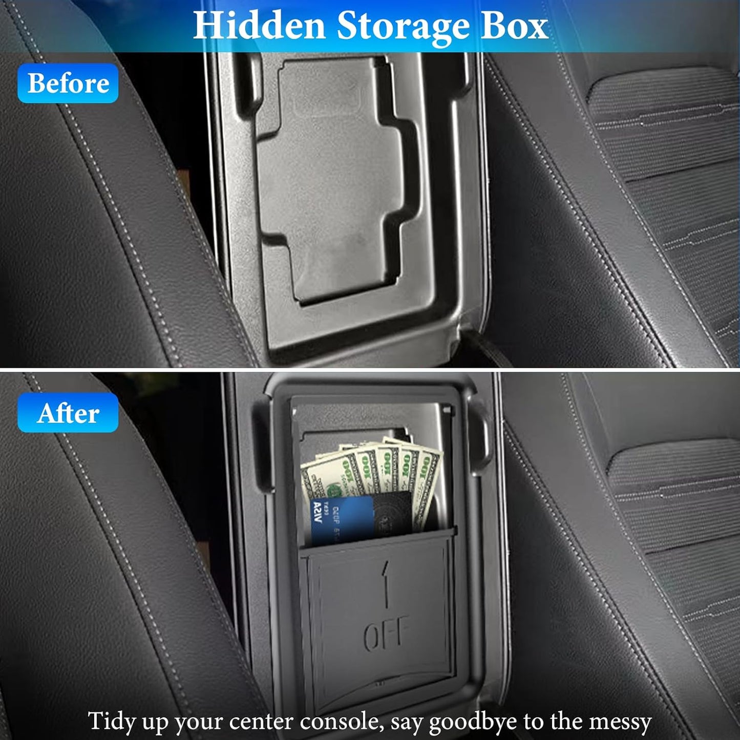 3PCS Center Console Organizer Compatible with Honda CRV 2023 2024 2025 Accessories CR-V Hybrid Armrest Organizer Tray Hidden Storage Box ABS Material