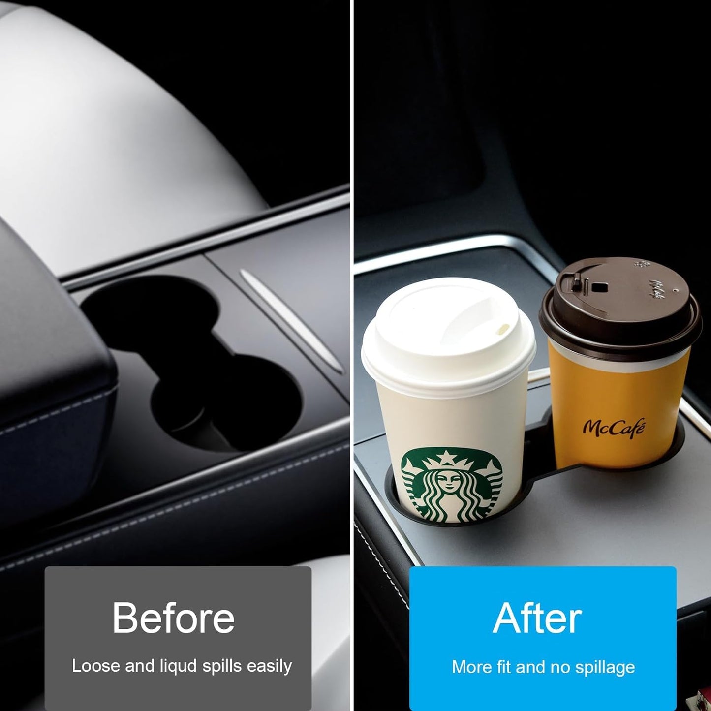 5Pcs Tesla Model Y Accessories 2024 - Center Console Organizer Tray, Silicon Cup Holder Insert, Rear Trunk Hook, Camera Cover, for Tesla Model 3 2021-2023, Tesla Model Y 2019-2023